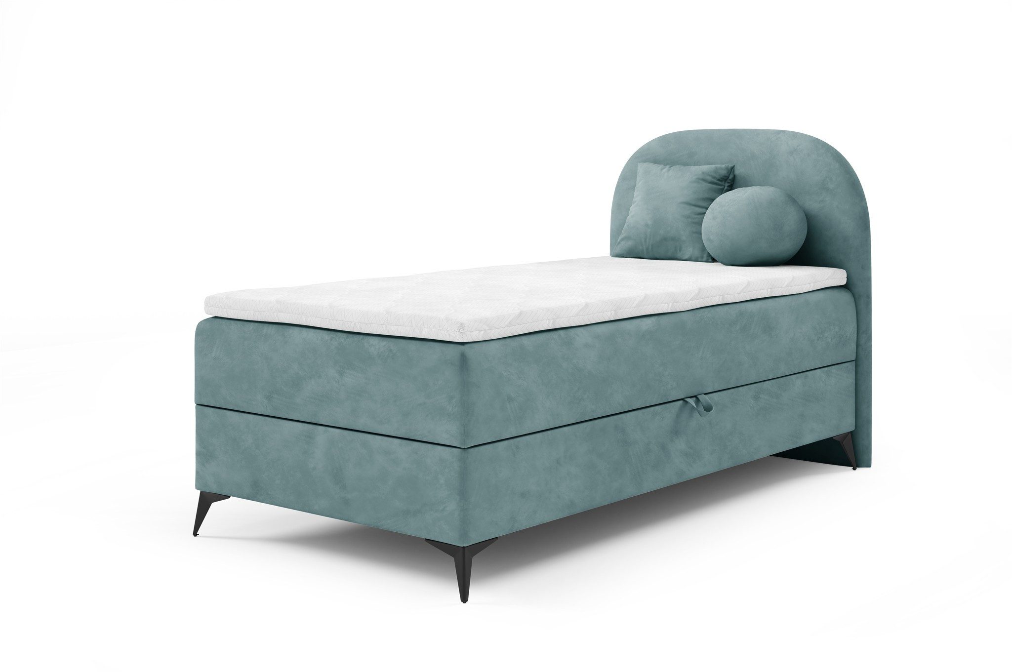 Fun Möbel Boxbett Gästebett GORGIA Stoff Jasmin (Füße ca. 13cm hoch, Bettkastenseite wählbar), Inkl. 2 Zierkissen
