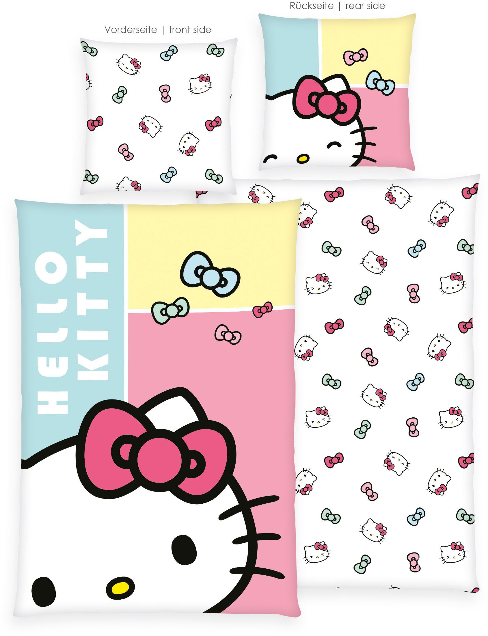 Hello Kitty Bettwäsche Hello Kitty, Renforcé, 2 teilig, Wendebettwäsche