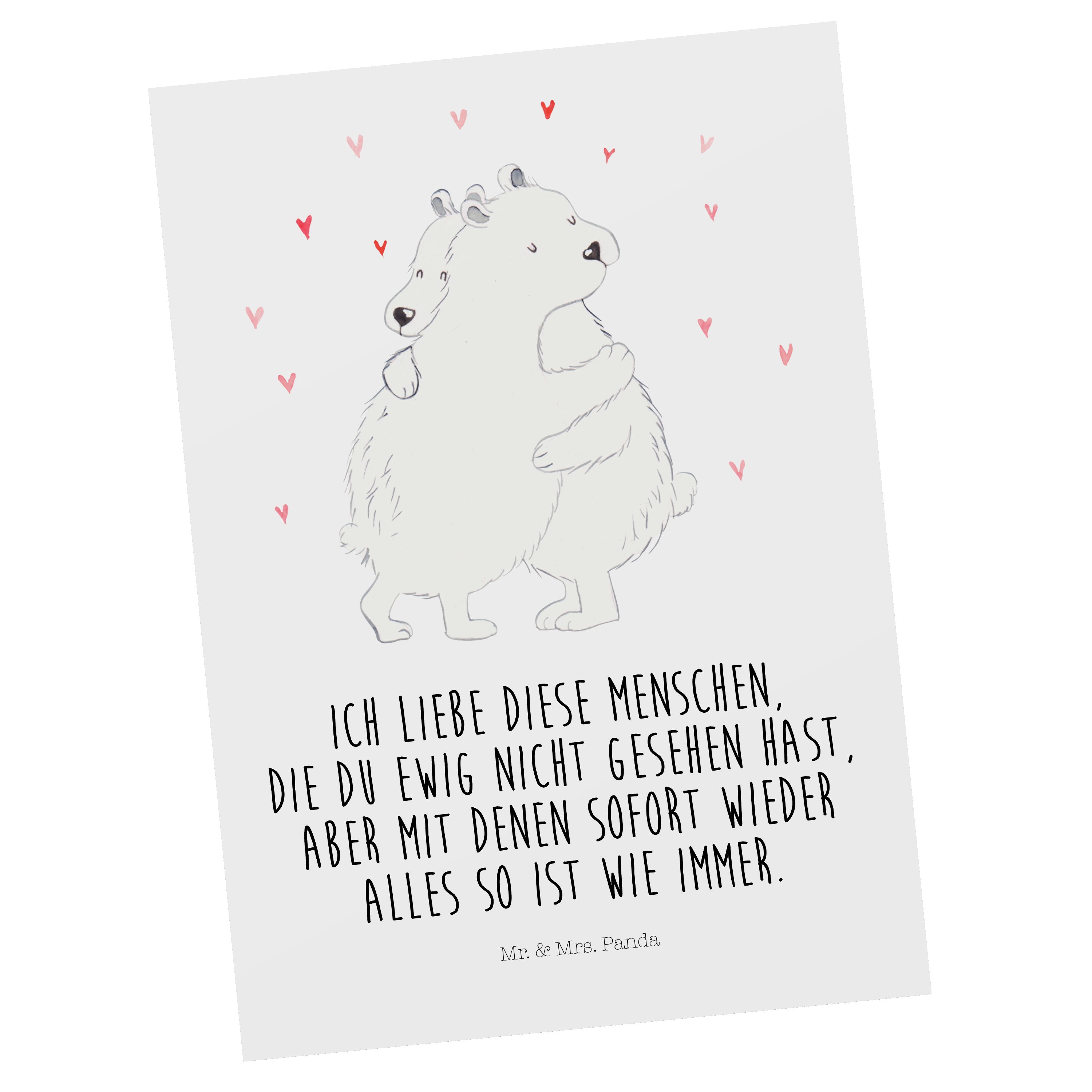 Mr. & Mrs. Panda Postkarte Eisbär Umarmen - Weiß - Geschenk, Tiere, Geschenkkarte, Ansichtskarte