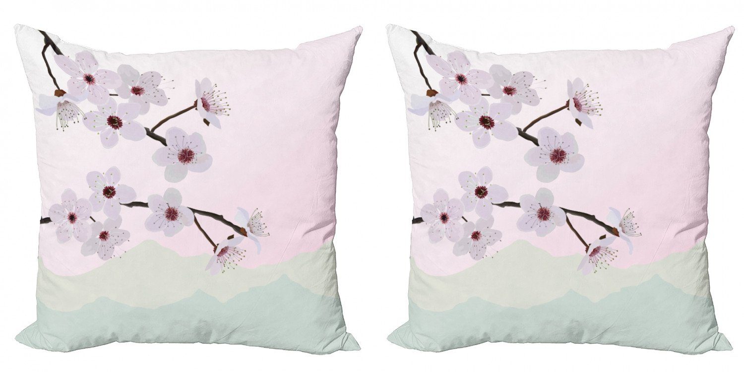 Doppelseitiger Abakuhaus Accent Mandelblüte mit Motive Kissenbezüge (2 Bäumen Digitaldruck, Stück), Modern