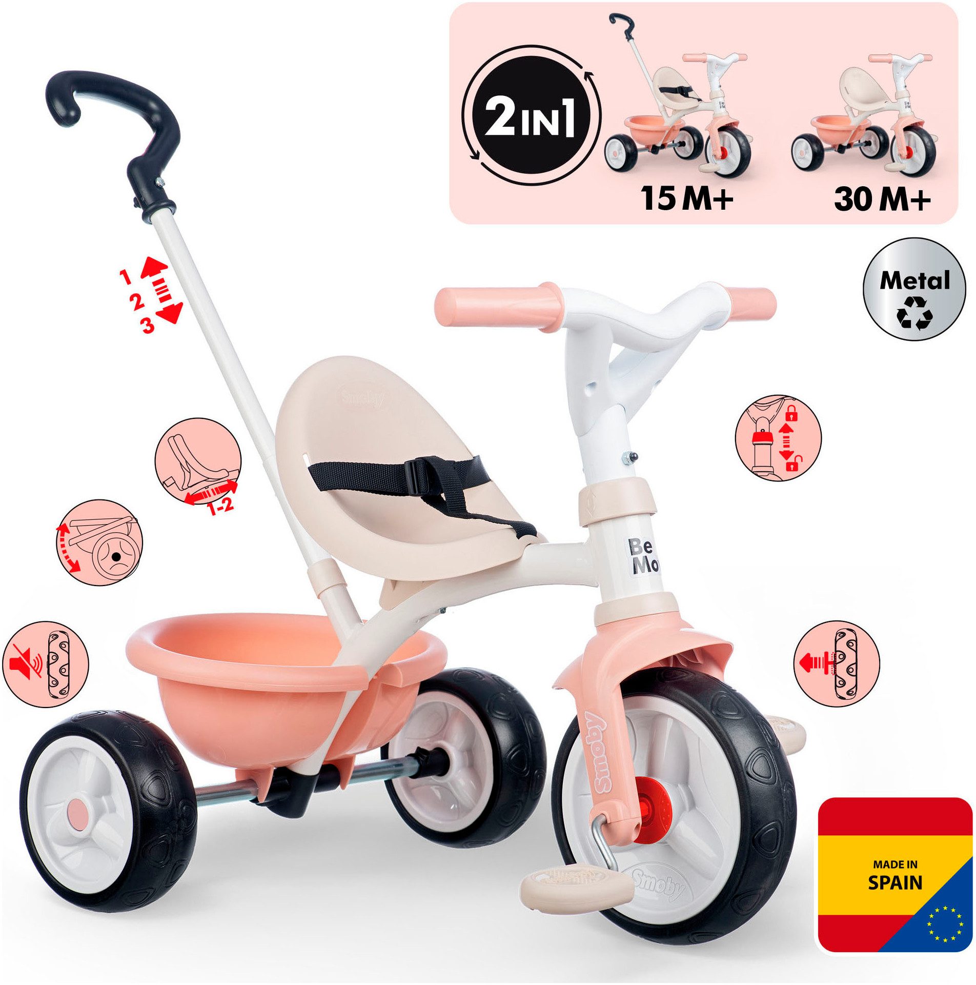 Smoby Dreirad Be Move, rosé, Made in Europe günstig online kaufen