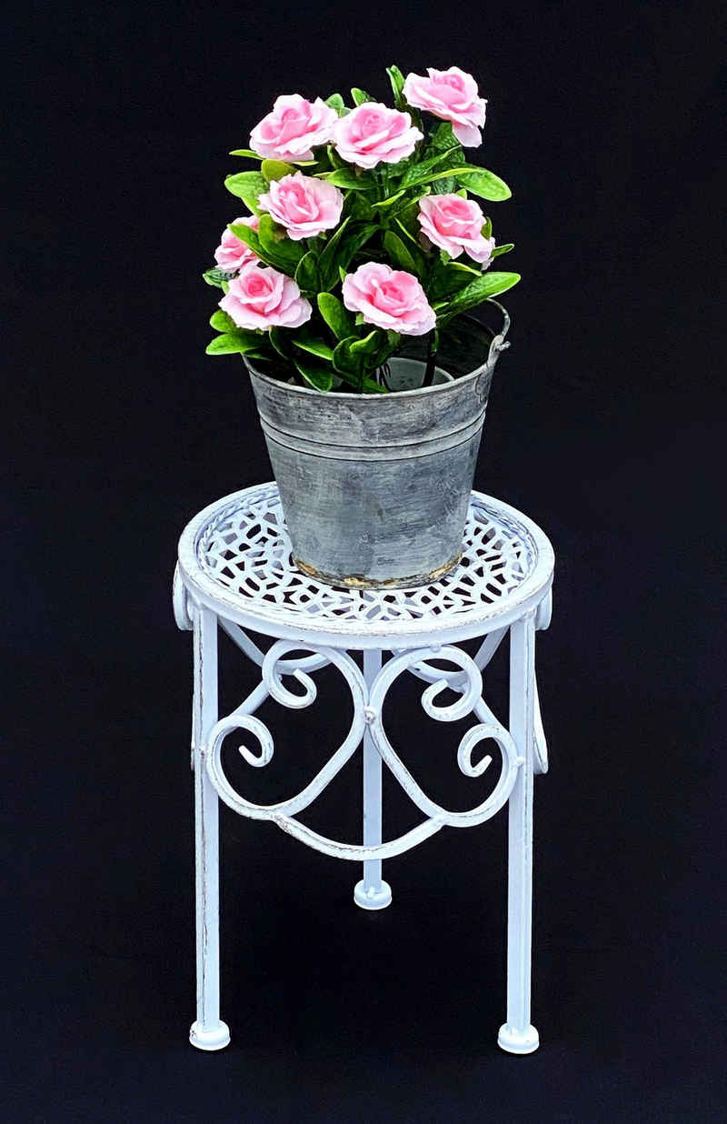 DanDiBo Blumenhocker »Weiß Metall Rund Ø 20 cm Blumenständer 96133 S Beistelltisch Blumensäule Modern Pflanzenständer Pflanzenhocker«, Hocker Vintage