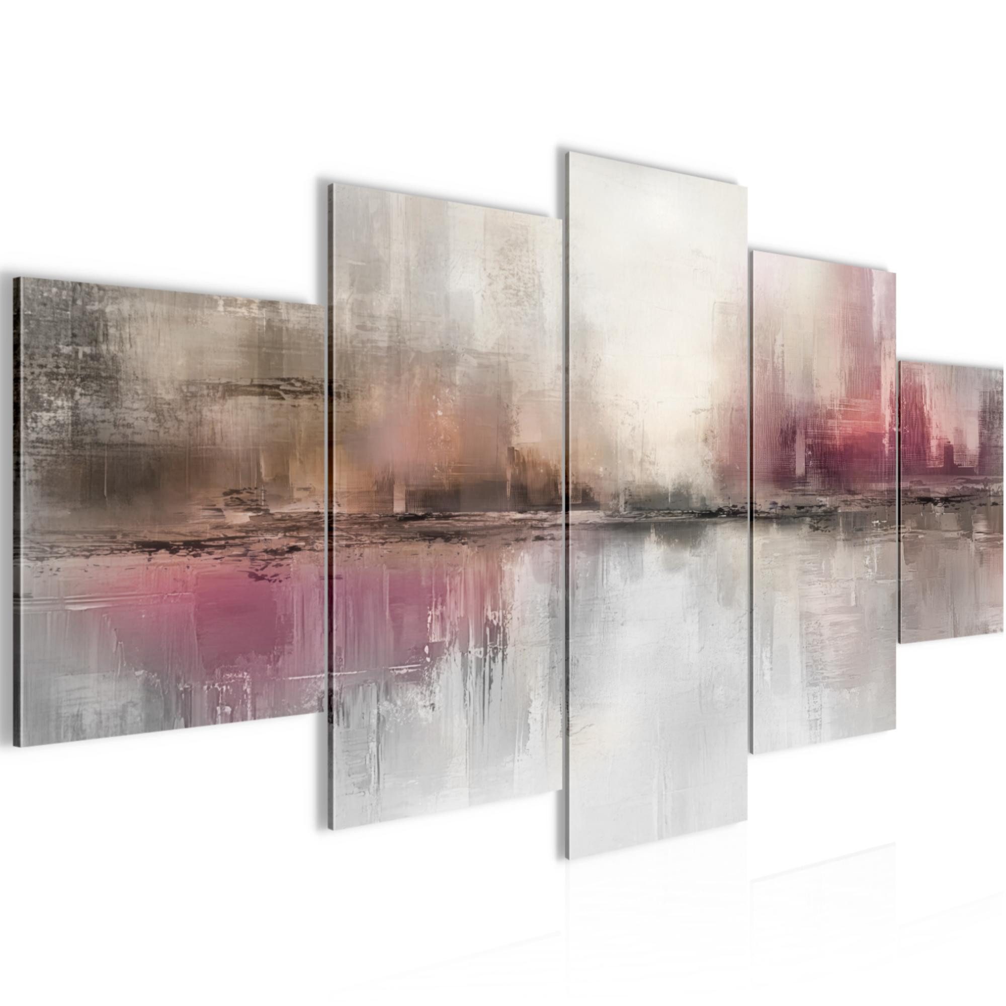 Runa Art Wandbild Abstrakt Bild auf Vlies Leinwand Deko Kunst Rosa 053452b, 100L x 50B cm