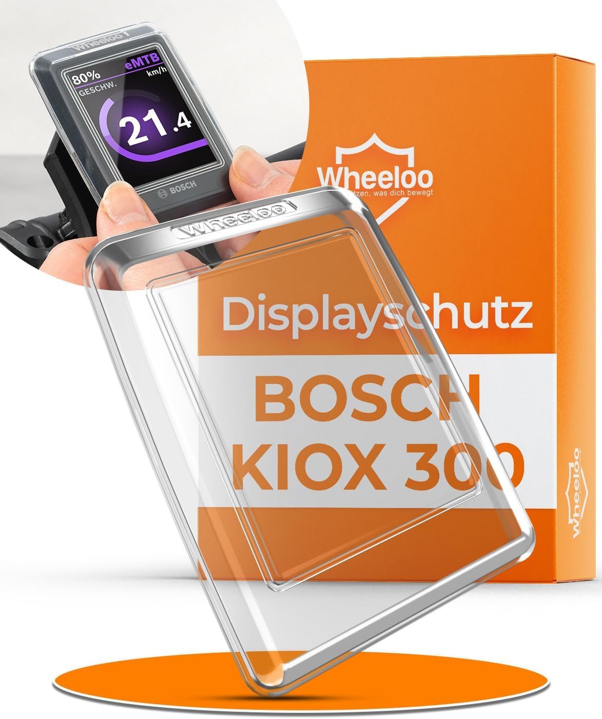 Wheeloo Displayschutzglas Displayschutz I Schutzhülle für E-Bike I transparent & wasserabweisend für Bosch Kiox 300, EBike Display Schutz Zubehör E Bike