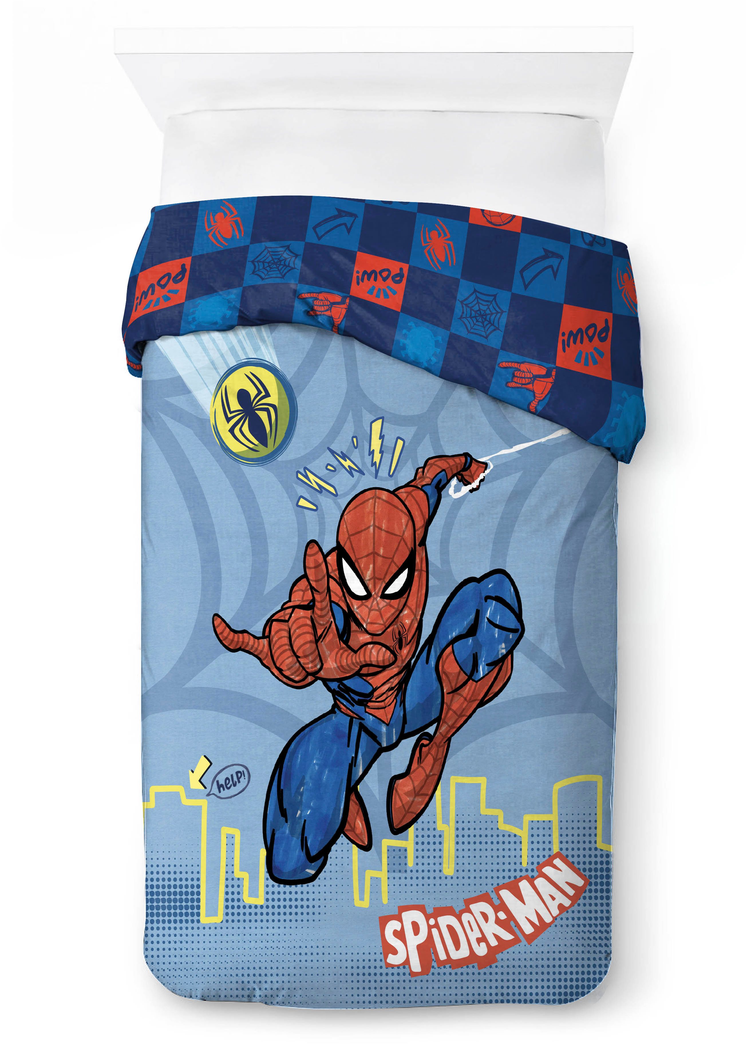 MARVEL Kinderbettwäsche Marvel Spiderman Bettbezug-Set 135x200 cm + Kissenbezug 80x80 cm, Washed Cotton, 2 teilig, 100 % Baumwolle, maschinenwaschbar, wendbar – Bild 5 von 5
