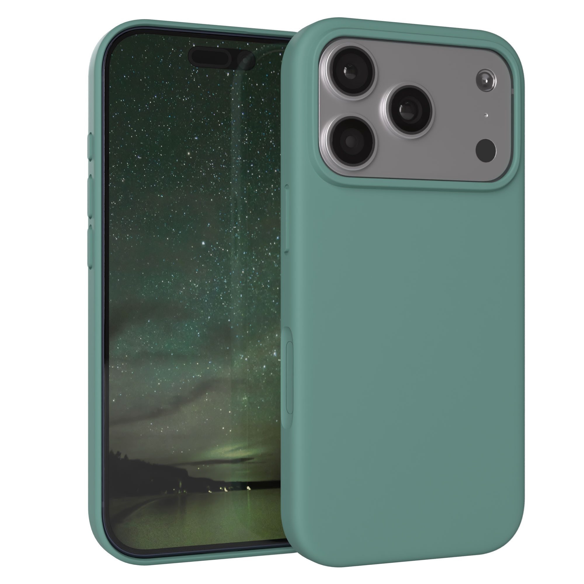 EAZY CASE Handyhülle für Apple iPhone 17 Pro Hülle Silikon 6,3 Zoll, Schutzhülle mit Kameraschutz Back Cover Bumper Case Case Dunkelgrün