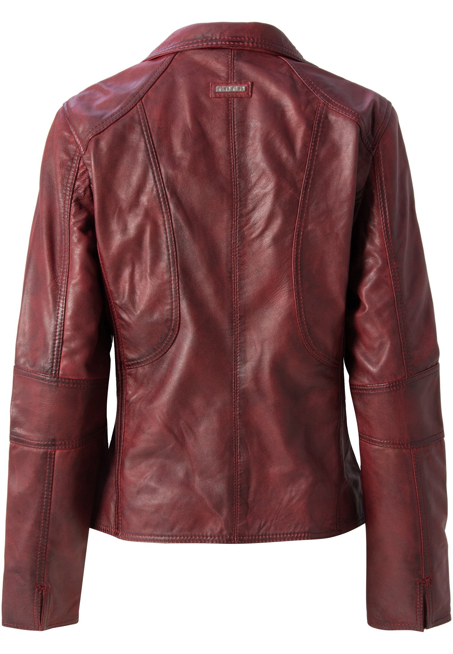 im Reverskragen CBL Style Lederjacke Biker mit Lederjacke Dunkelrot