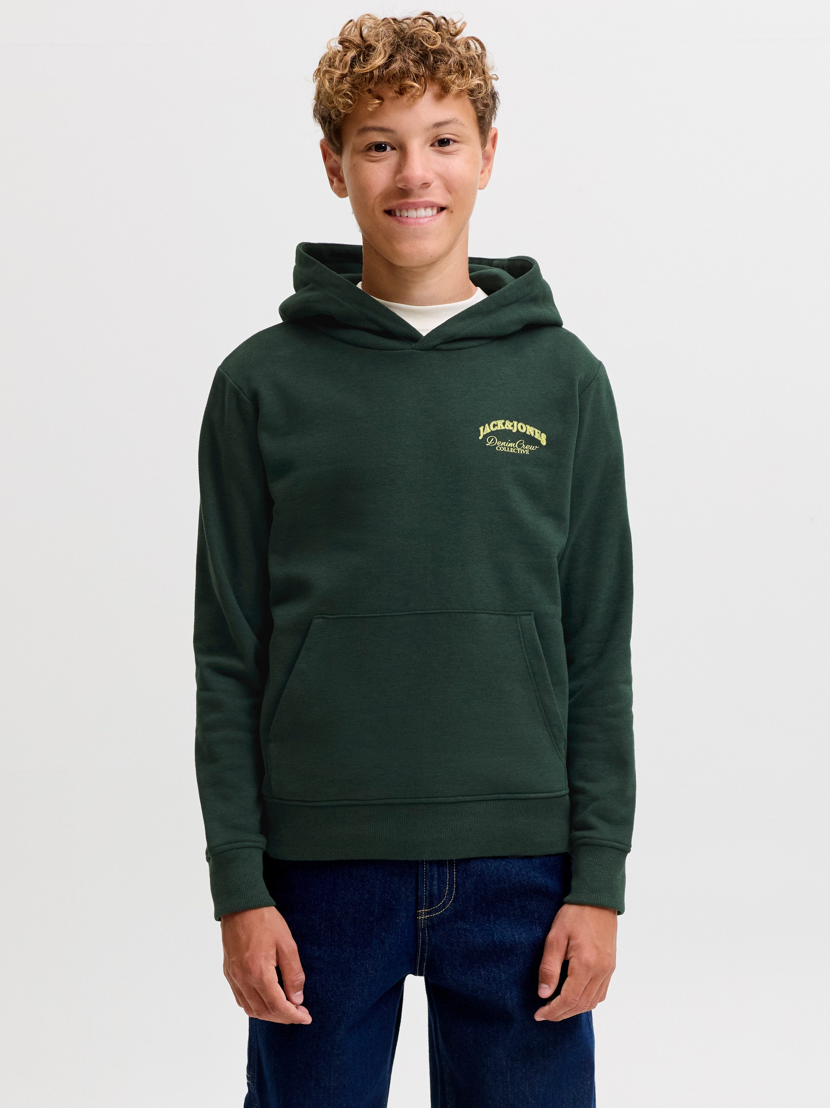 Jack & Jones Junior Kapuzensweatshirt JJEBRANDES BACKP RELAXED SWEAT H SN JNR Baumwollmischung, relaxed fit
