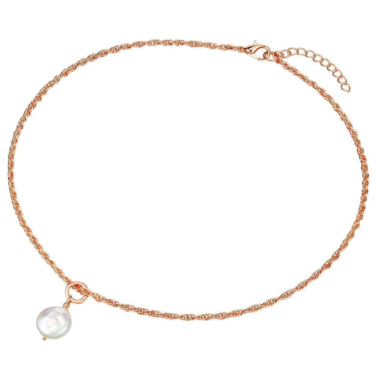 Süßwasser-Zuchtperle Jane Lulu roségold weiß Kette Collier &