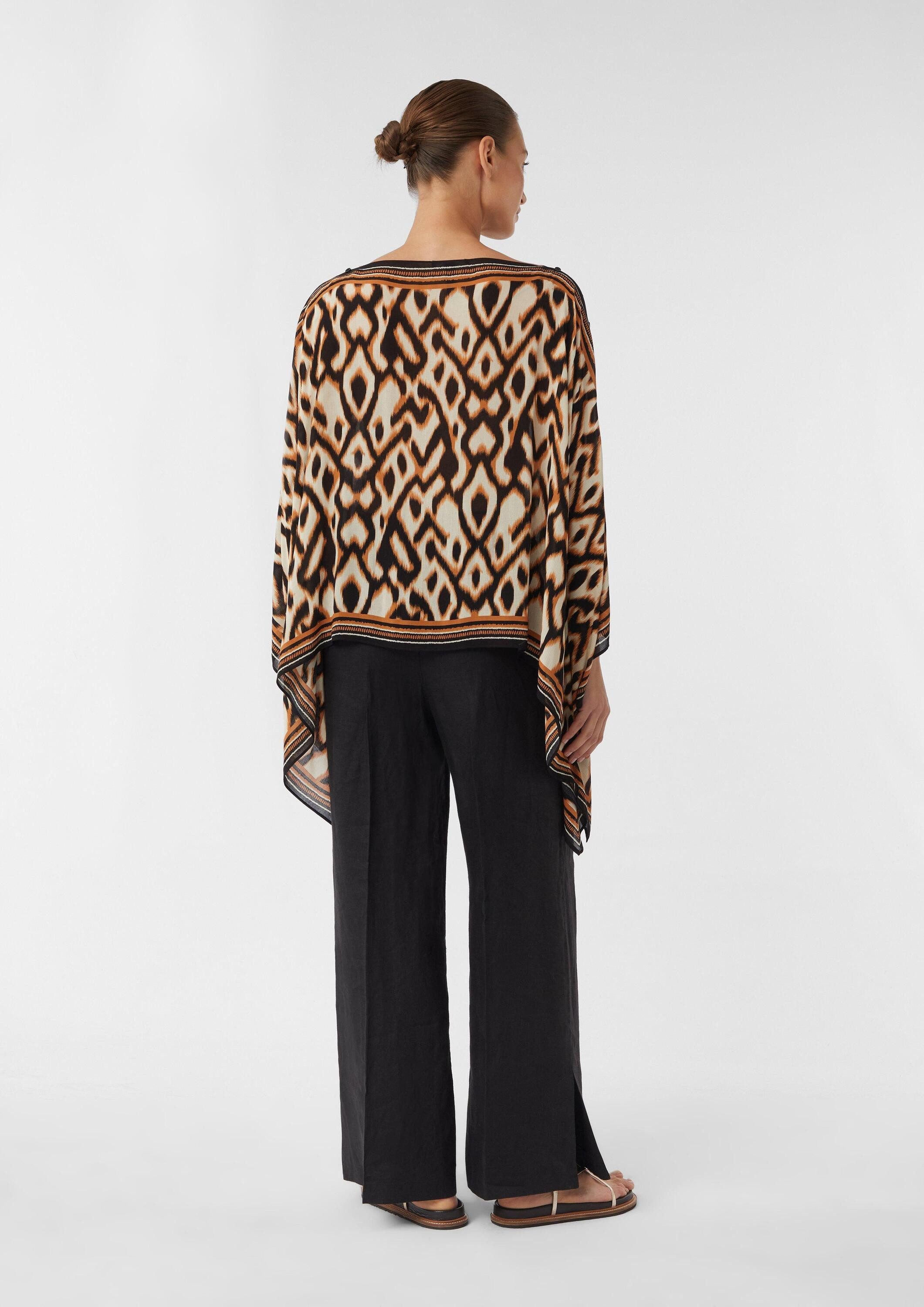 comma Poncho Indoor-Poncho Chiffon-Poncho mit All-over-Print