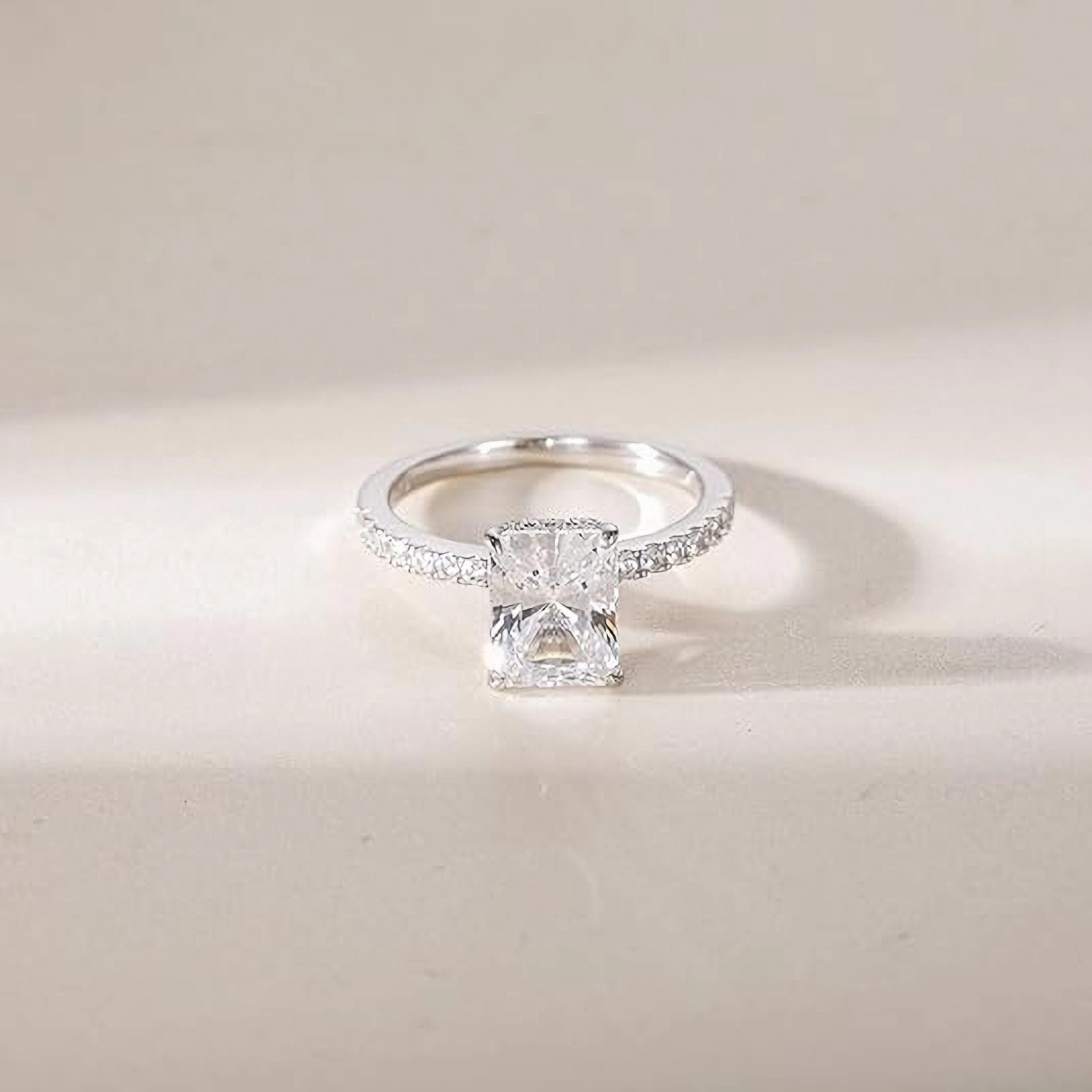 Jumpeak Trauring 585 Gold, 3-Karat-Diamant im Quadratschliff, Damen-Diamantring, E,vvs2,2EX,IGI Zertifikat,Damenring,Geschenk zum Jahrestag