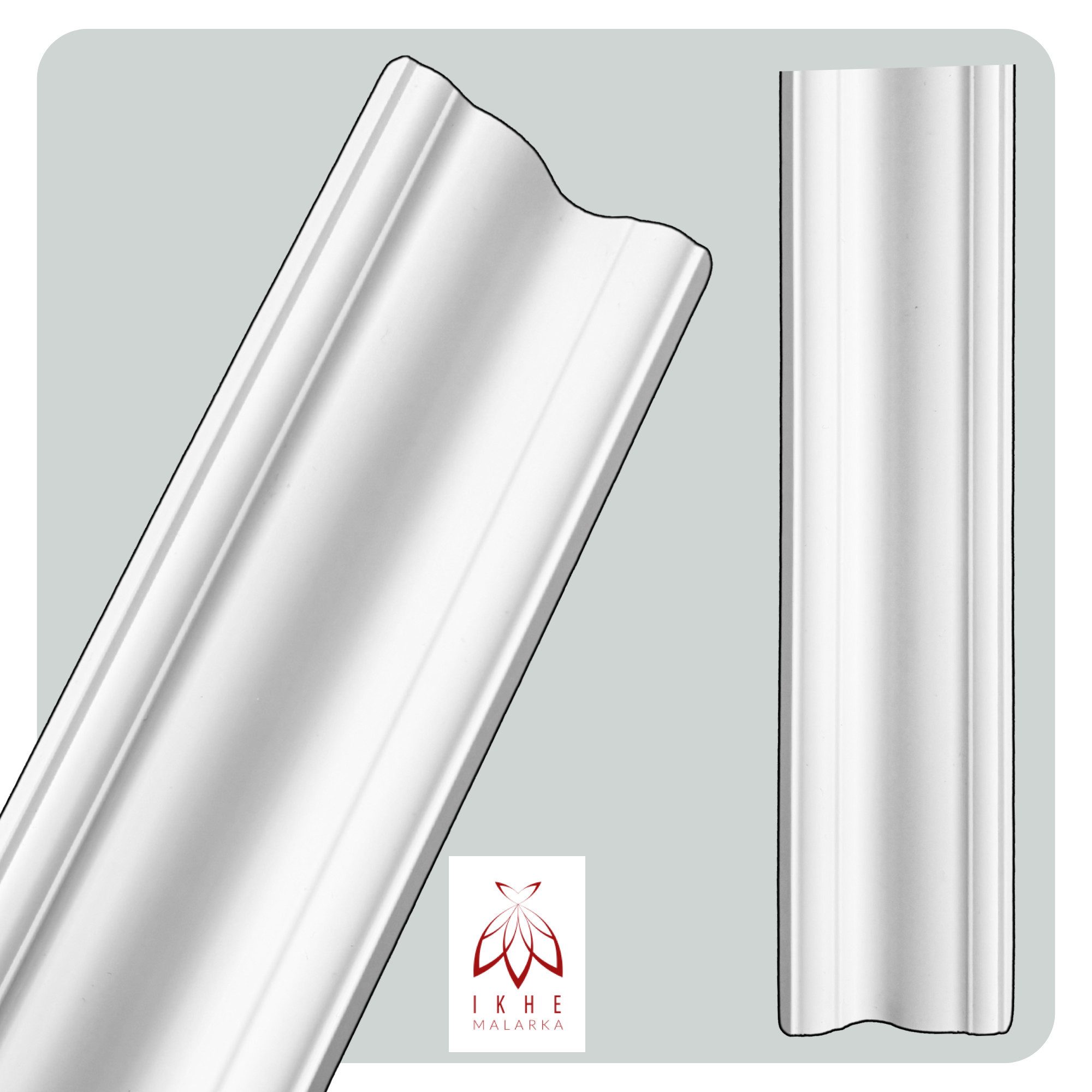 IKHEMalarka Deckenleiste 100 cm – Zierleisten - dekorative Stuckleisten für Wand & Decke, Montagekleber - Pattex DK Flex 1000, 4 Designprofile zur Auswahl, Einz – Bild 2 von 5