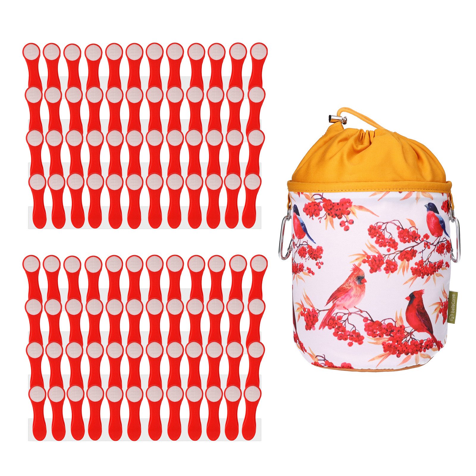 trendfinding Wäscheklammern 96 Wäscheklammern Rot-Weiß Edelstahl und 1 Klammerbeutel Retro Red, Mit neuester Klammertechnik für empfindliche Wäsche