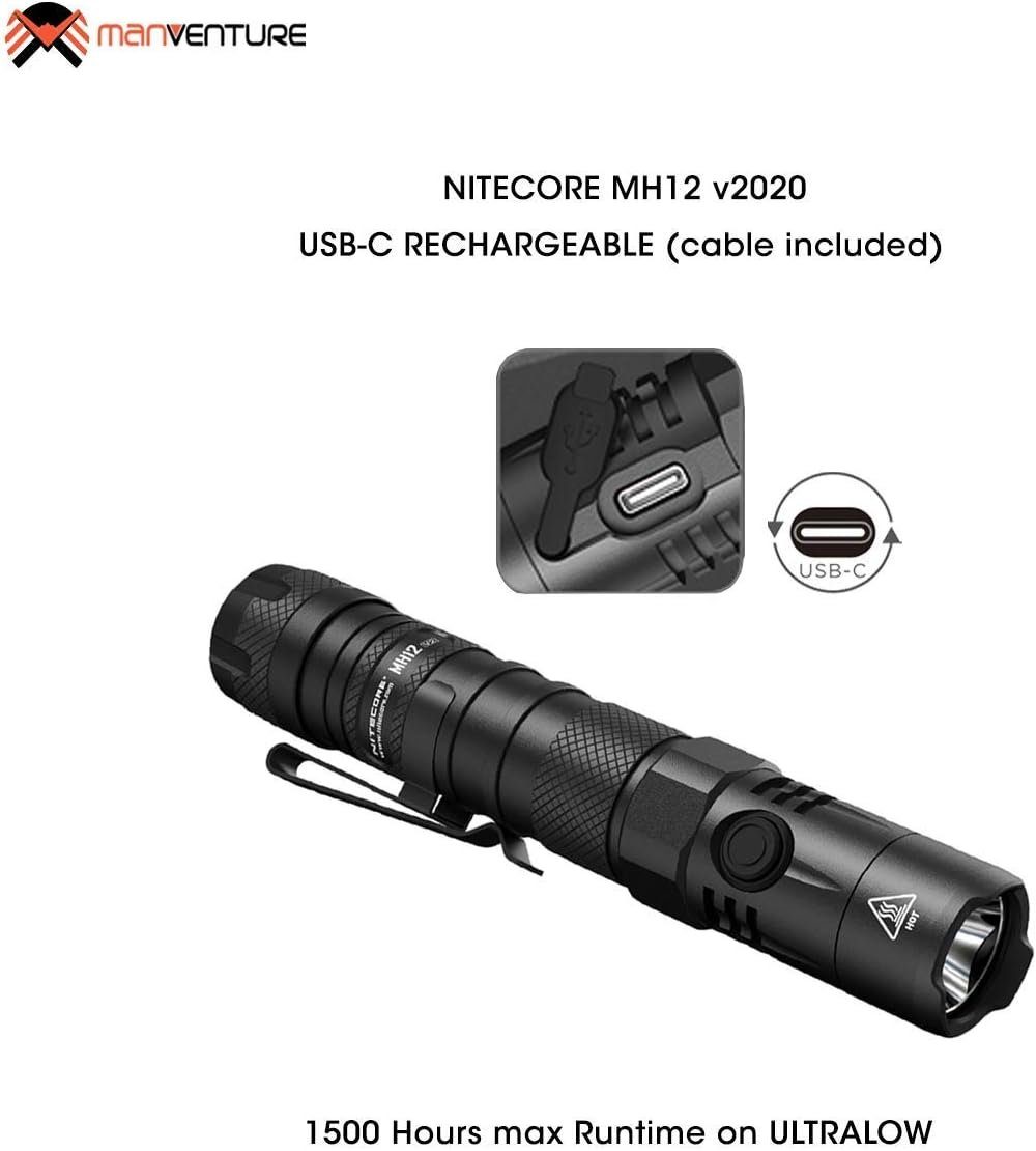 V2 1200 Lumen MH12 – Taschenlampe wasserdicht – Nitecore wiederaufladbar LED (1-St) Taschenlampe