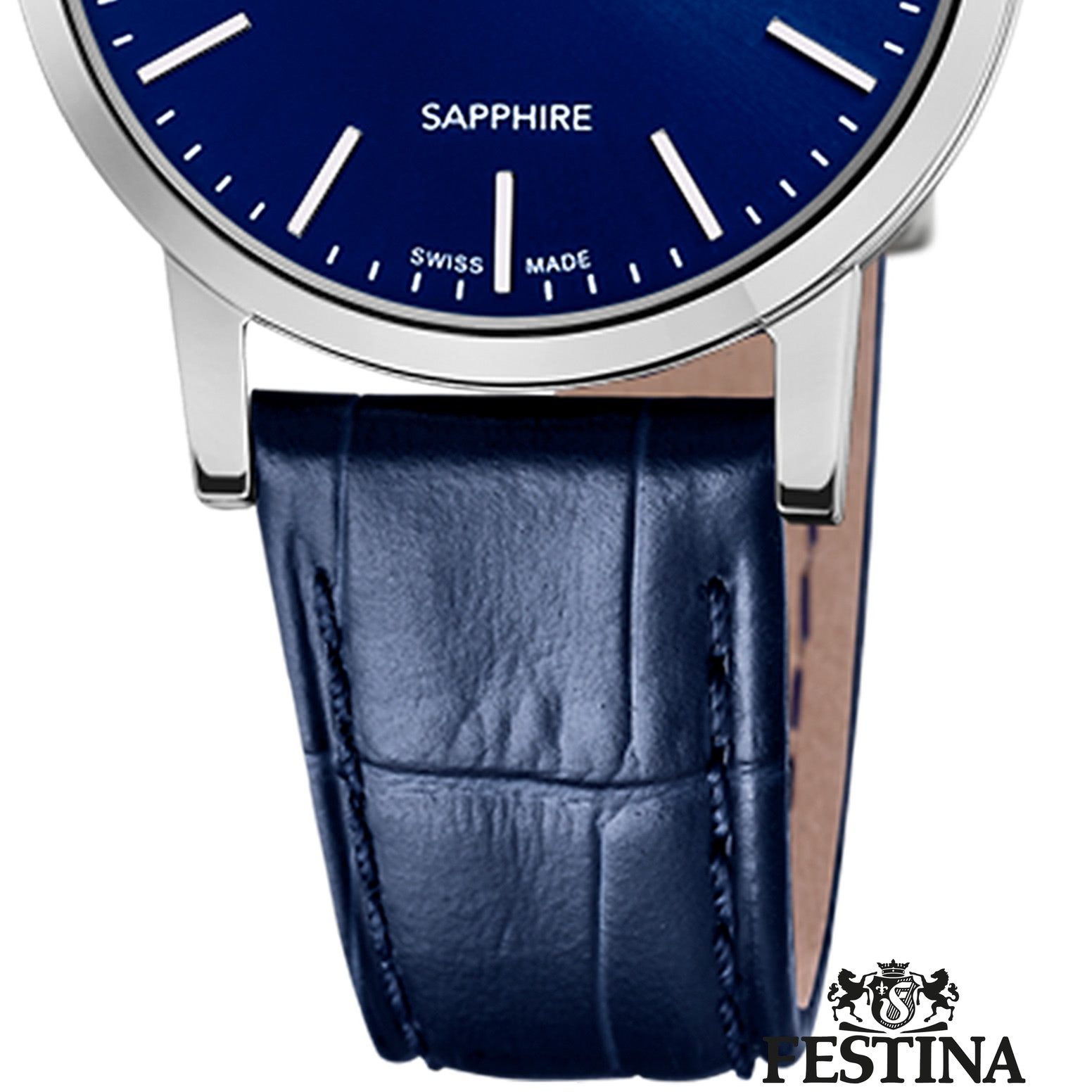 Festina Quarzuhr Festina Damenuhr Leder blau Festina, (Analoguhr), Damen Armbanduhr rund, Lederarmband blau, Elegant