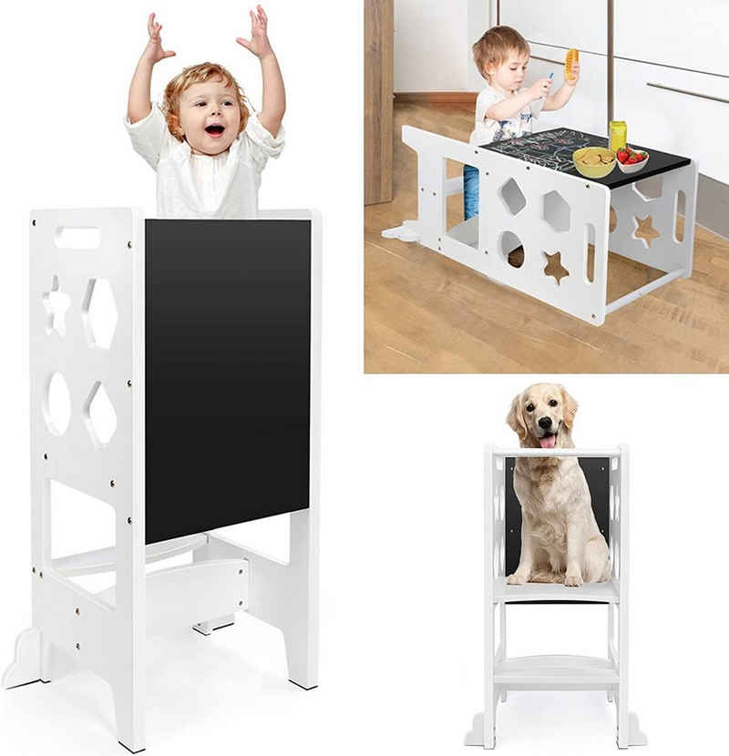 Dripex Stehhilfe Lernturm für Baby Kindertisch Tritthocker mit Tafel