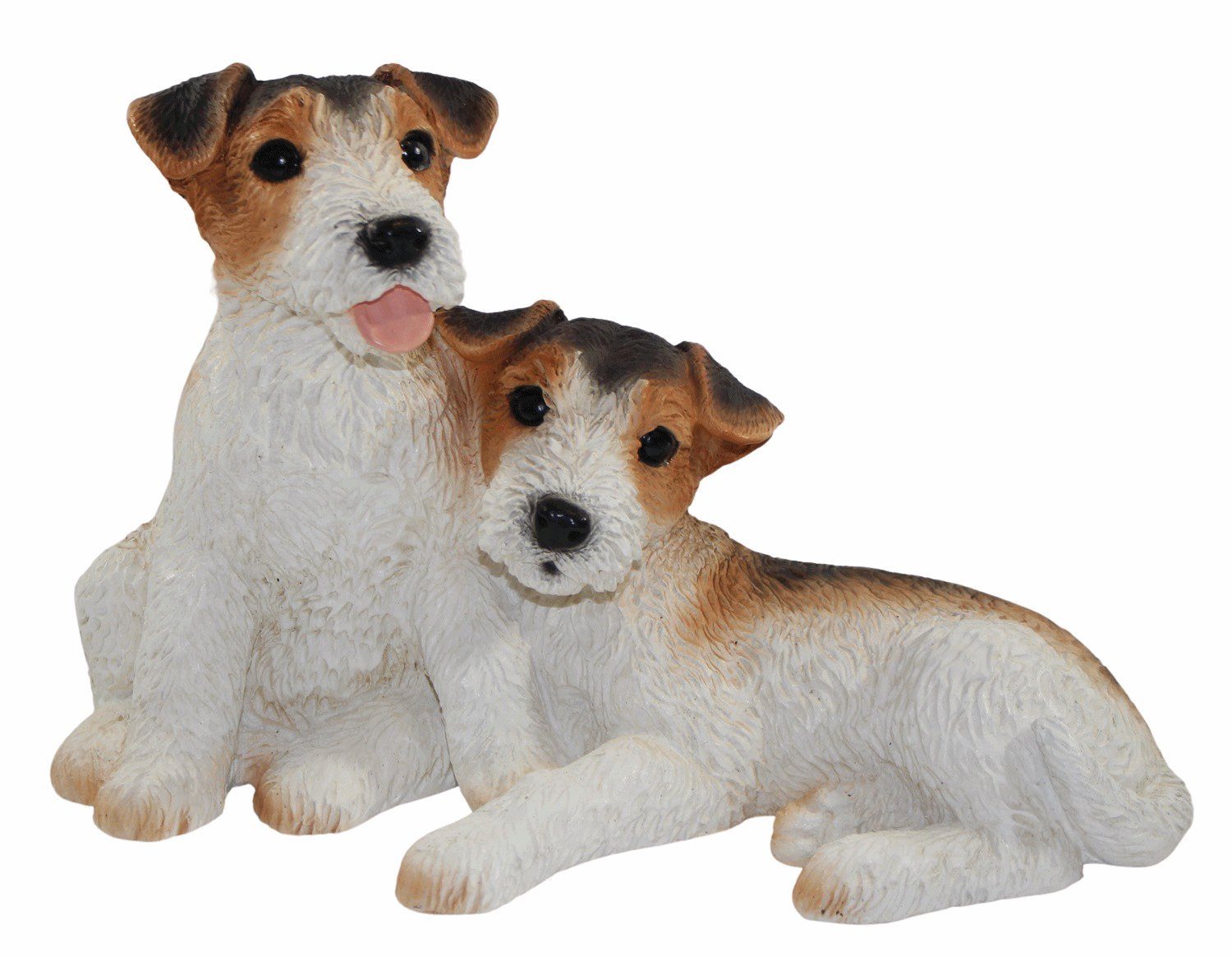 Castagna Tierfigur Dekofigur Hund zwei Fox Terrier Welpen Hundefigur sitzend Kollektion Castagna aus Resin H 21 cm