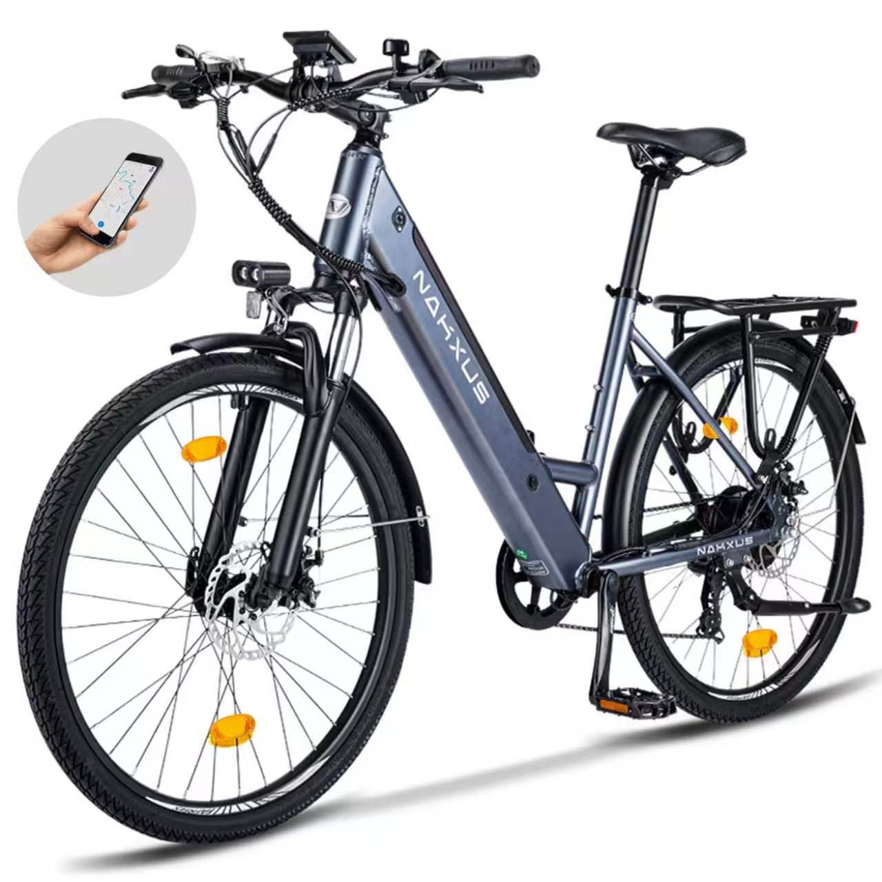Vankel E-Bike Cityrad M208 26 Zoll mit Trapez-rahmen, leichtes Pedelec, Kettenschaltung, Heckmotor, 450 Wh, Elektrofahrrad mit 450Wh Akku und 60Nm Motor, Bluetooth-App-kompatibel