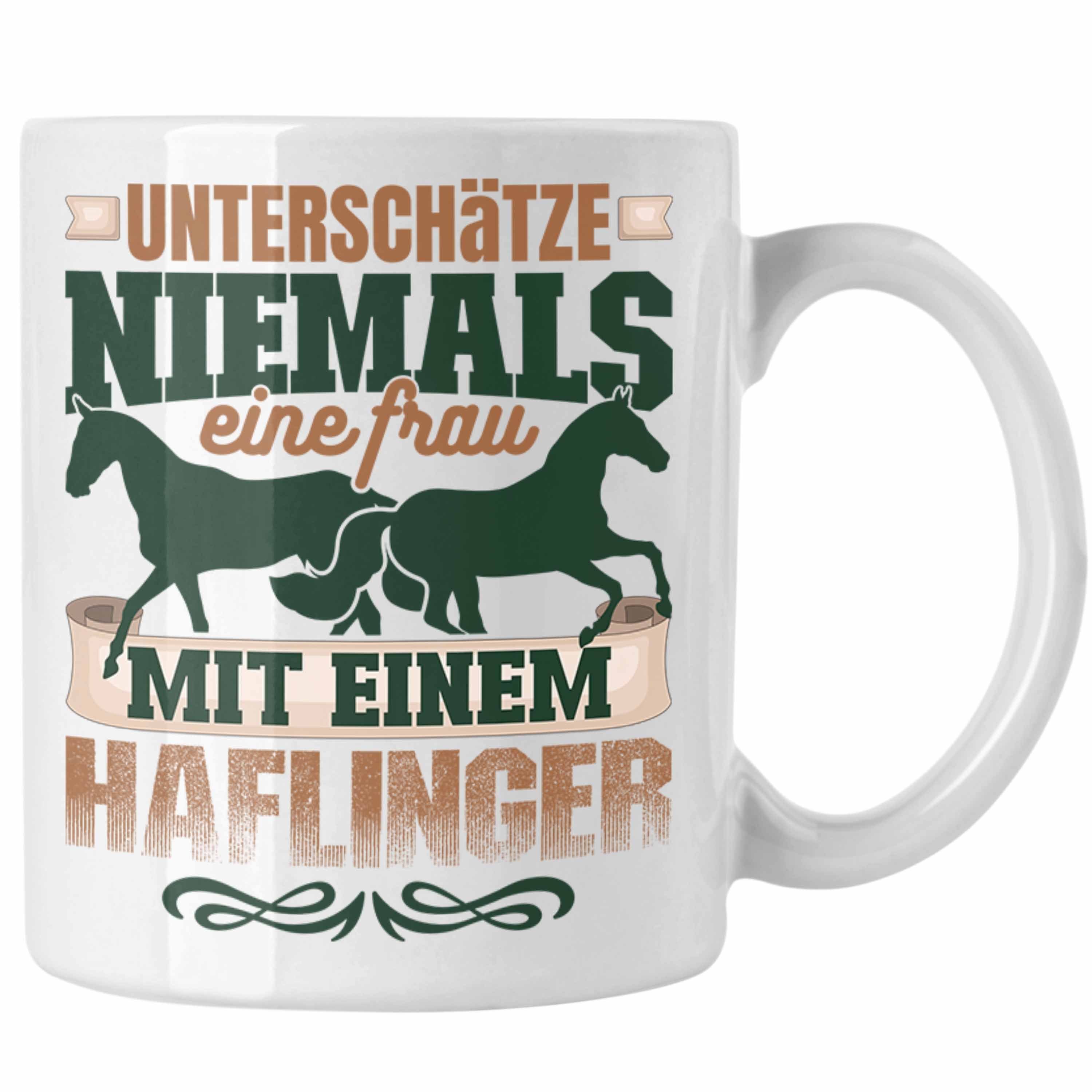 Tasse Reiterin Haflinger Trendation Weiss Pferde Tasse Geschenkidee Geschenk