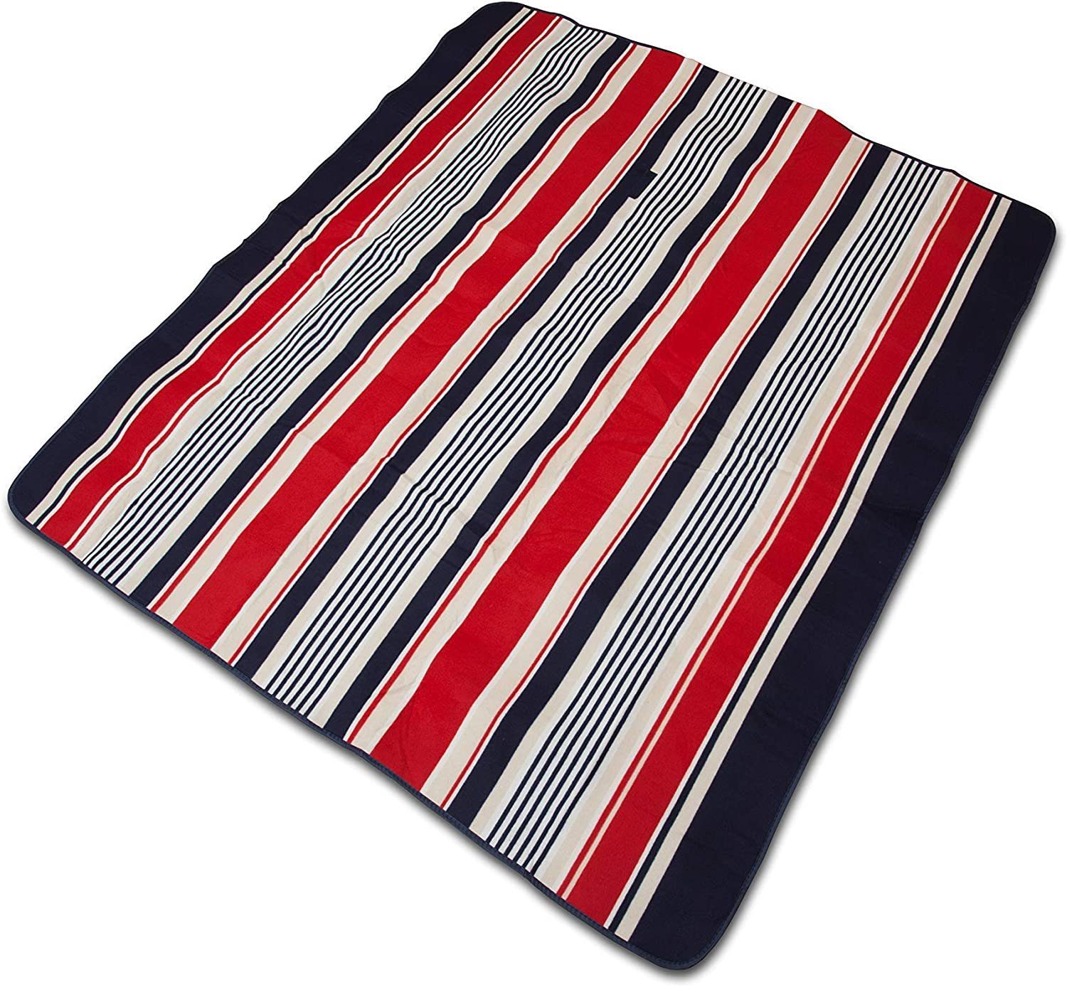 Picknickdecke Picknick Fleecedecke 150 x 135 cm mit wasserfester PEVA Unterseite, BRUBAKER, Große Stranddecke bunt für Wandern, See, Strand