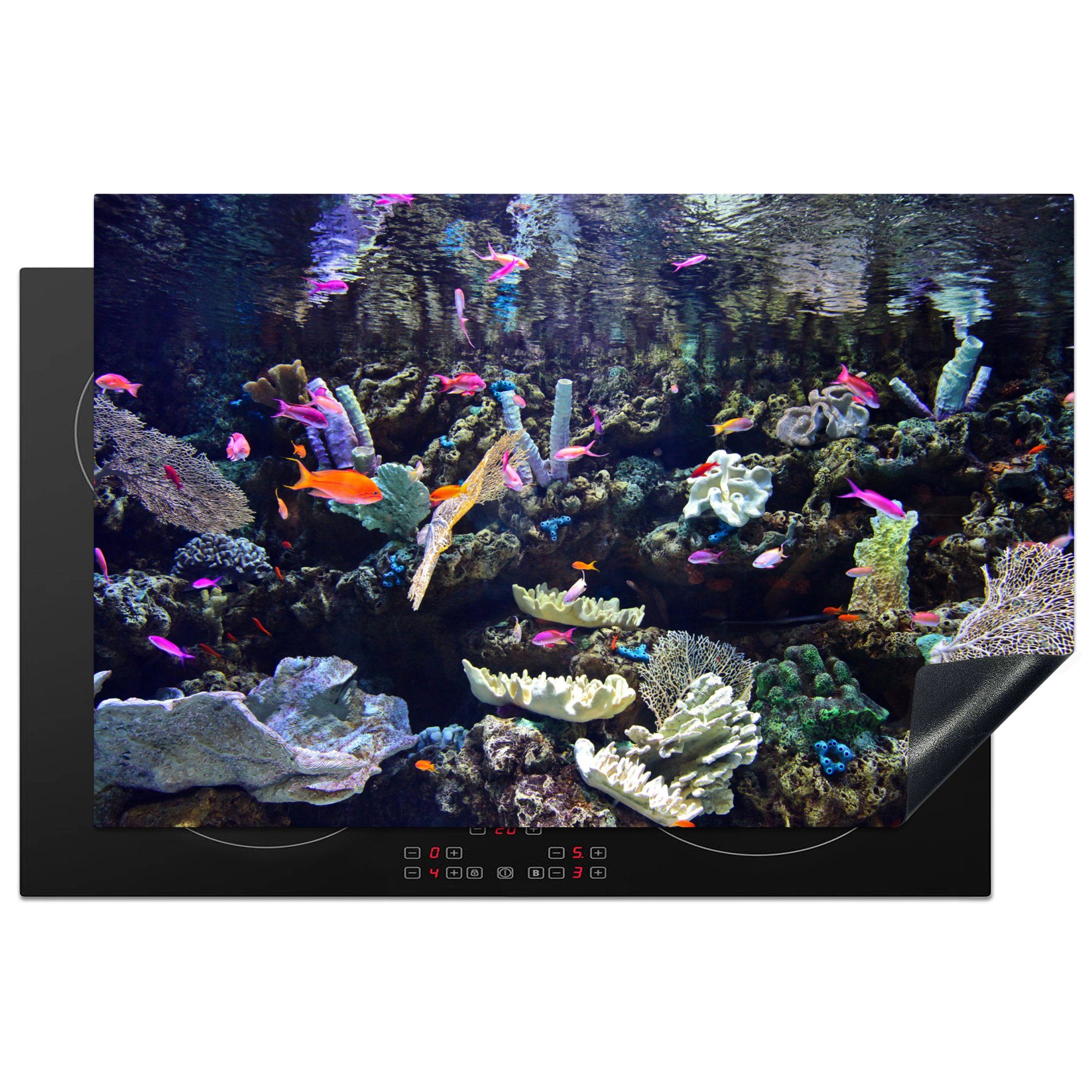 Buntes Induktionskochfeld Ceranfeldabdeckung die für Aquarium, MuchoWow Herdblende-/Abdeckplatte küche, 81x52 cm, Vinyl, (1 tlg), Schutz