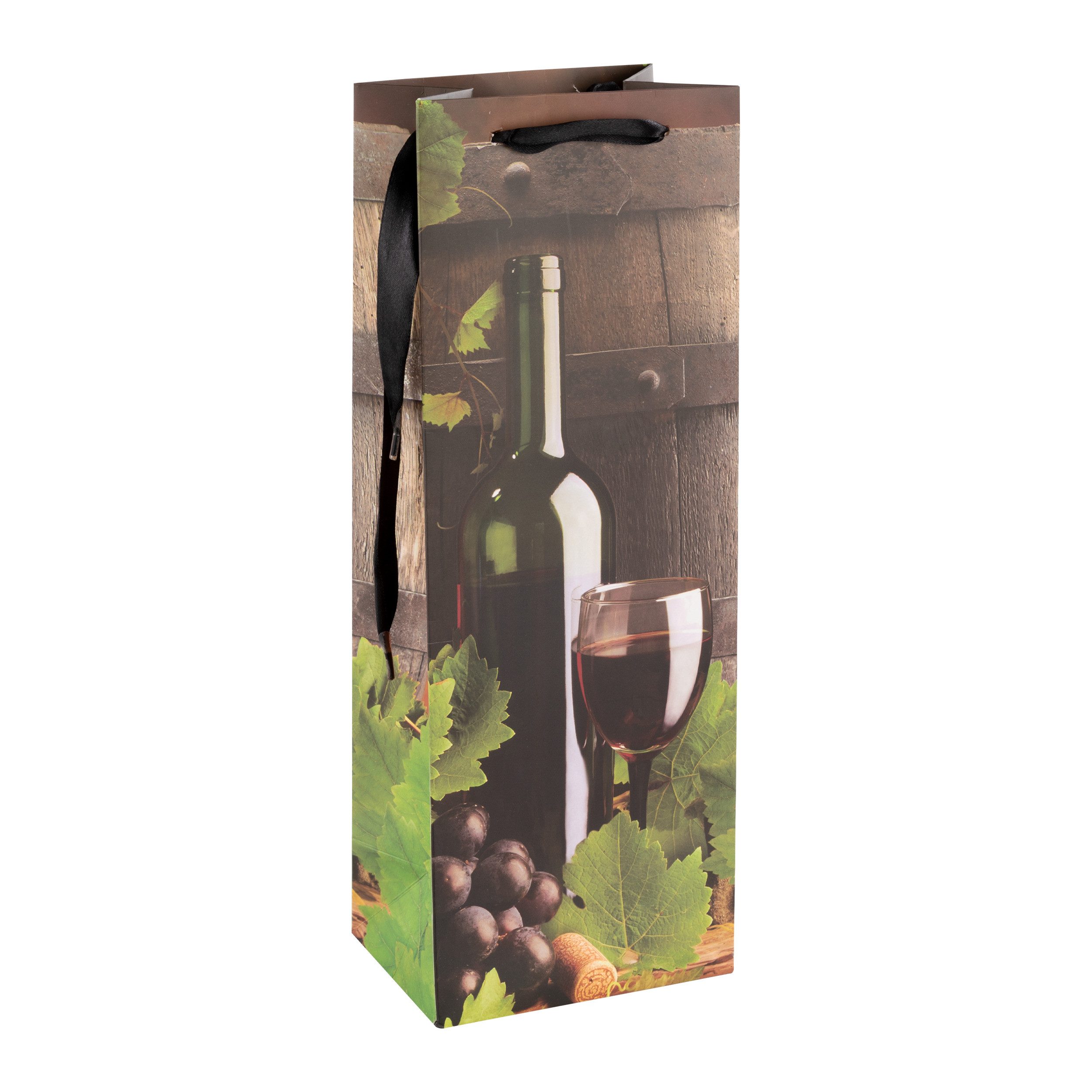 Idena Tragetasche Idena Flaschentasche Wein schwarz 12,5x35x9cm 210g/m²