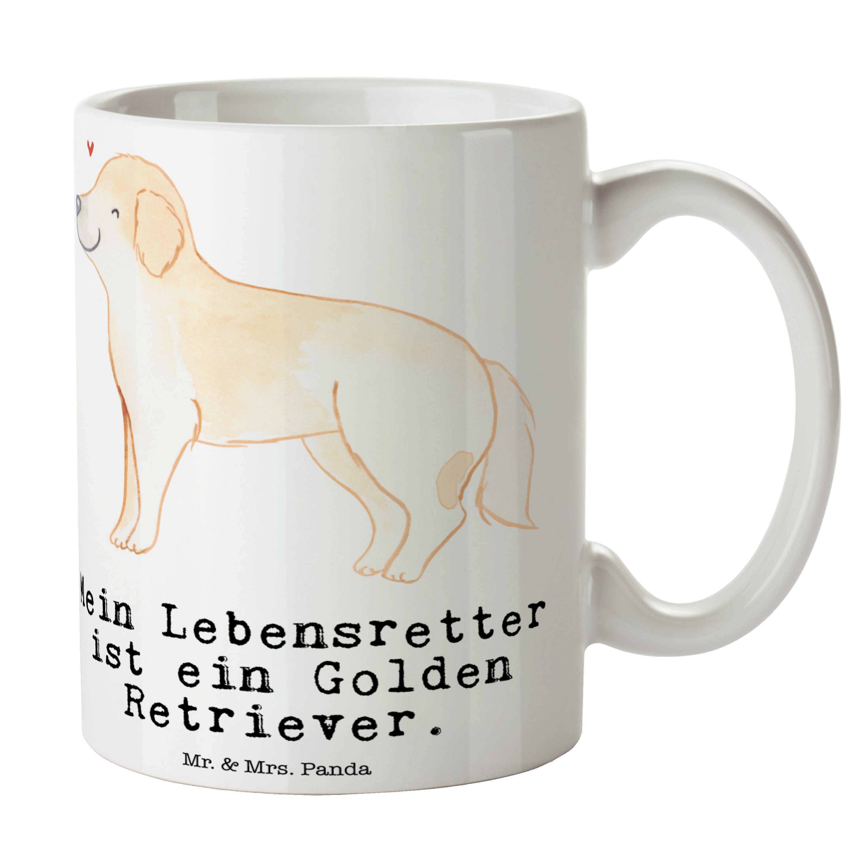 Mr. & Mrs. Panda - Keramik Geschenk, Tasse - Lebensretter Becher, Weiß Retriever Goldie Golden Hund