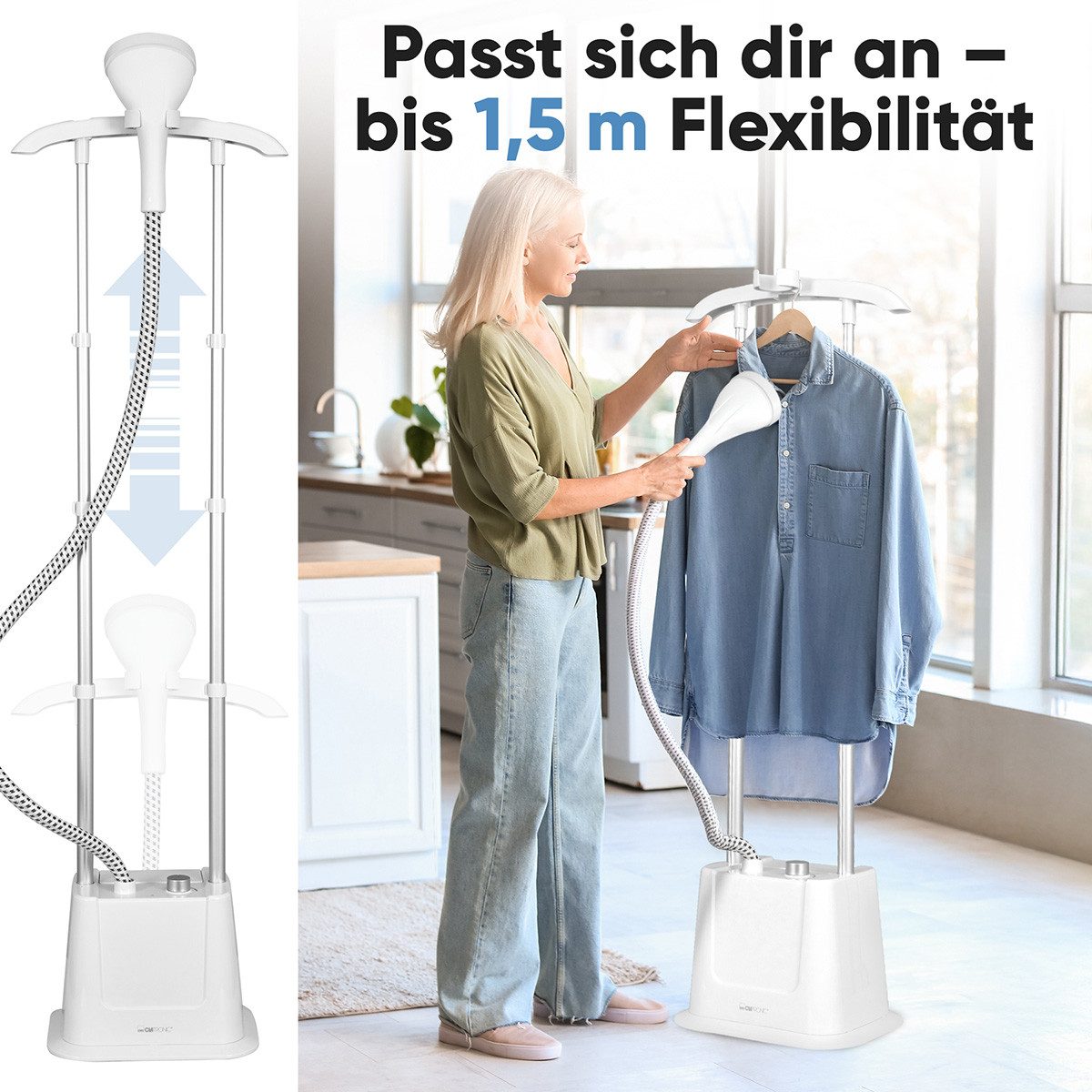 CLATRONIC Dampfbügelstation TDC 3809, Stand-Dampfglätter, 1,2L, bis zu 60 min. bügeln