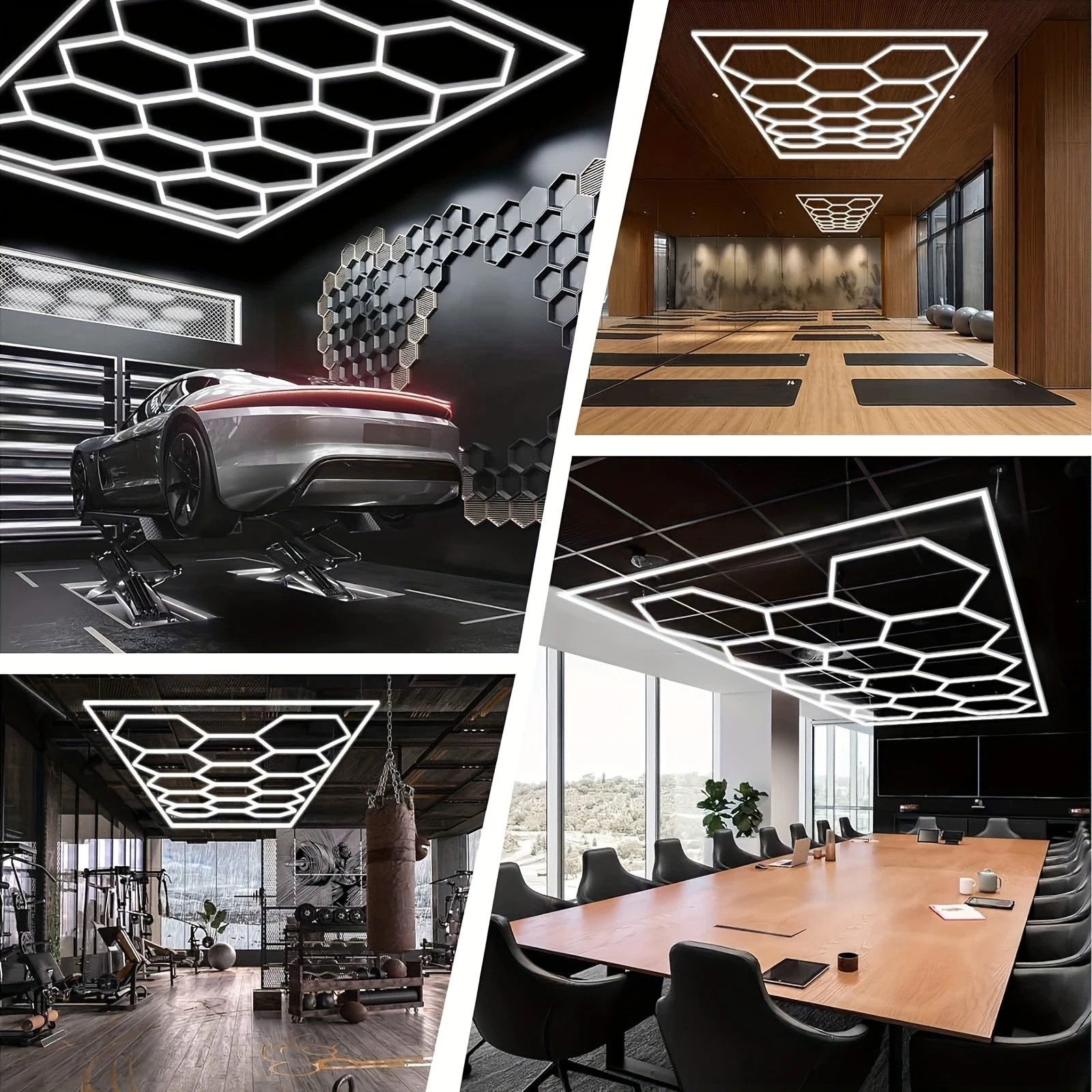 oyajia Deckenleuchte 5/14 Packs Hexagon Größer, LED Deckenleuchte Garage Light 720W 86400lm, mit Rand, LED fest integriert, Kaltweiß, LED Deckenleuchte für Gara – Bild 4 von 5