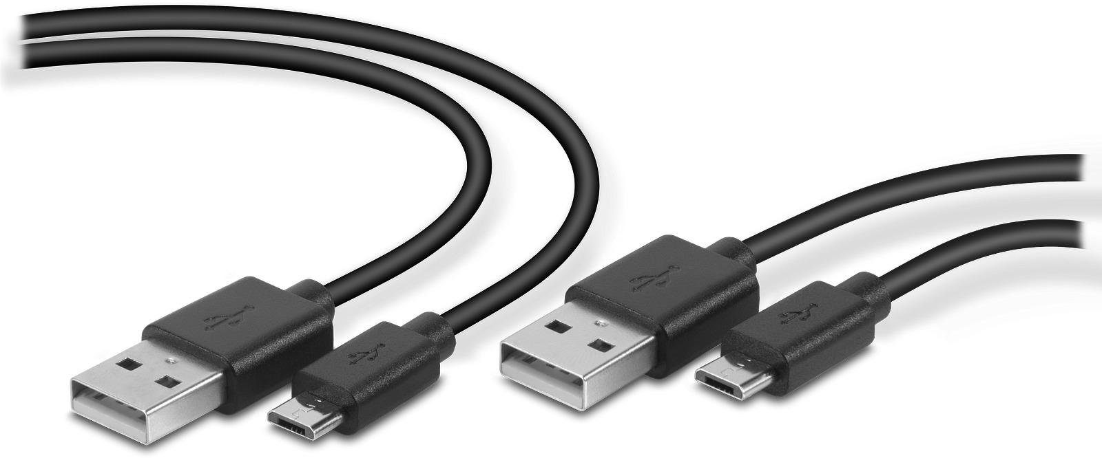 Speedlink STREAM Play & Charge Cable SET, schwarz USB-Kabel, USB-A, Mikro-USB, Ladekabel für PS4 Controller, 2er-Set