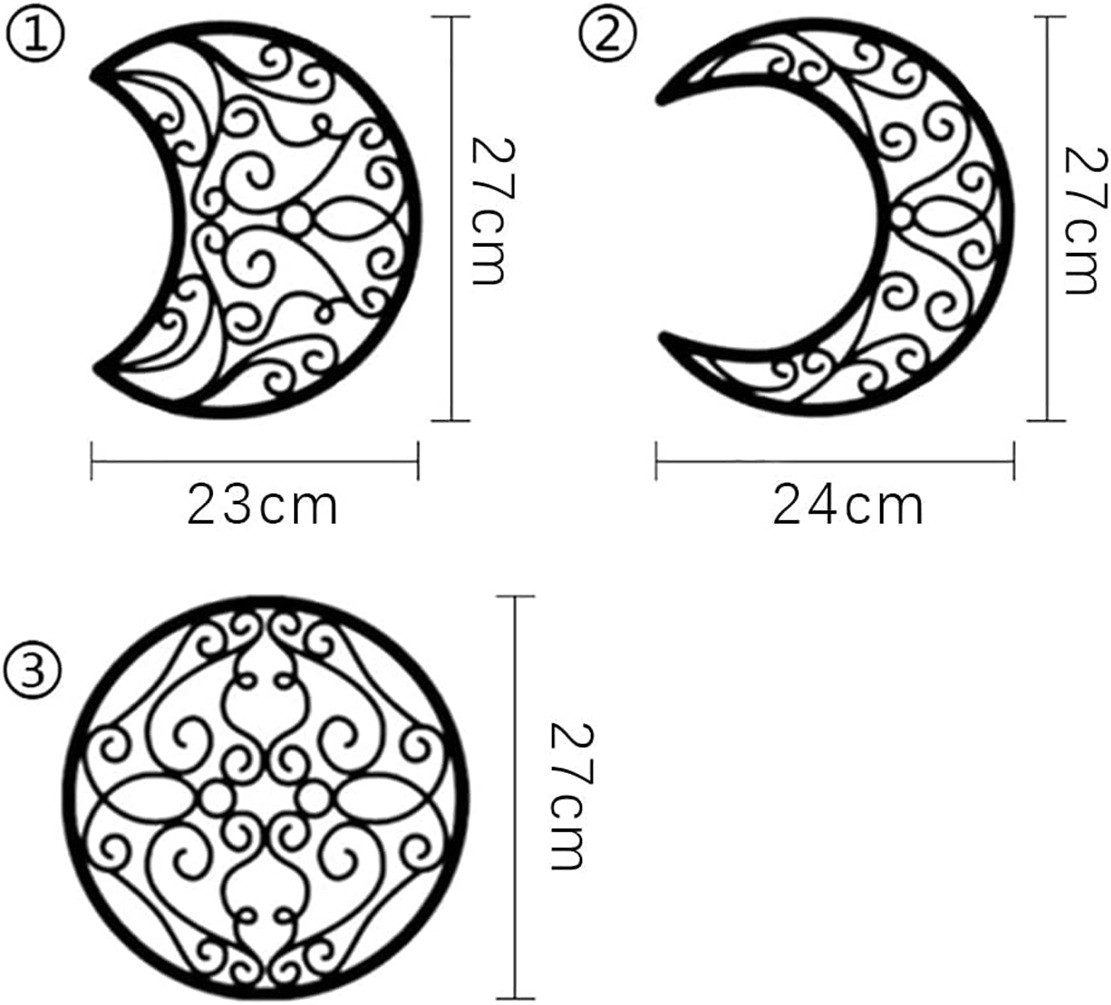 Wiladu Wanddekoobjekt Mond Mondphasen Boho Wand Deko 5 Stück schwarz Aesthetic Dekoration – Bild 2 von 5