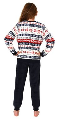 Normann Pyjama Kinder langarm Schlafanzug mit Bündchen Norweger Look aus Coralfleece