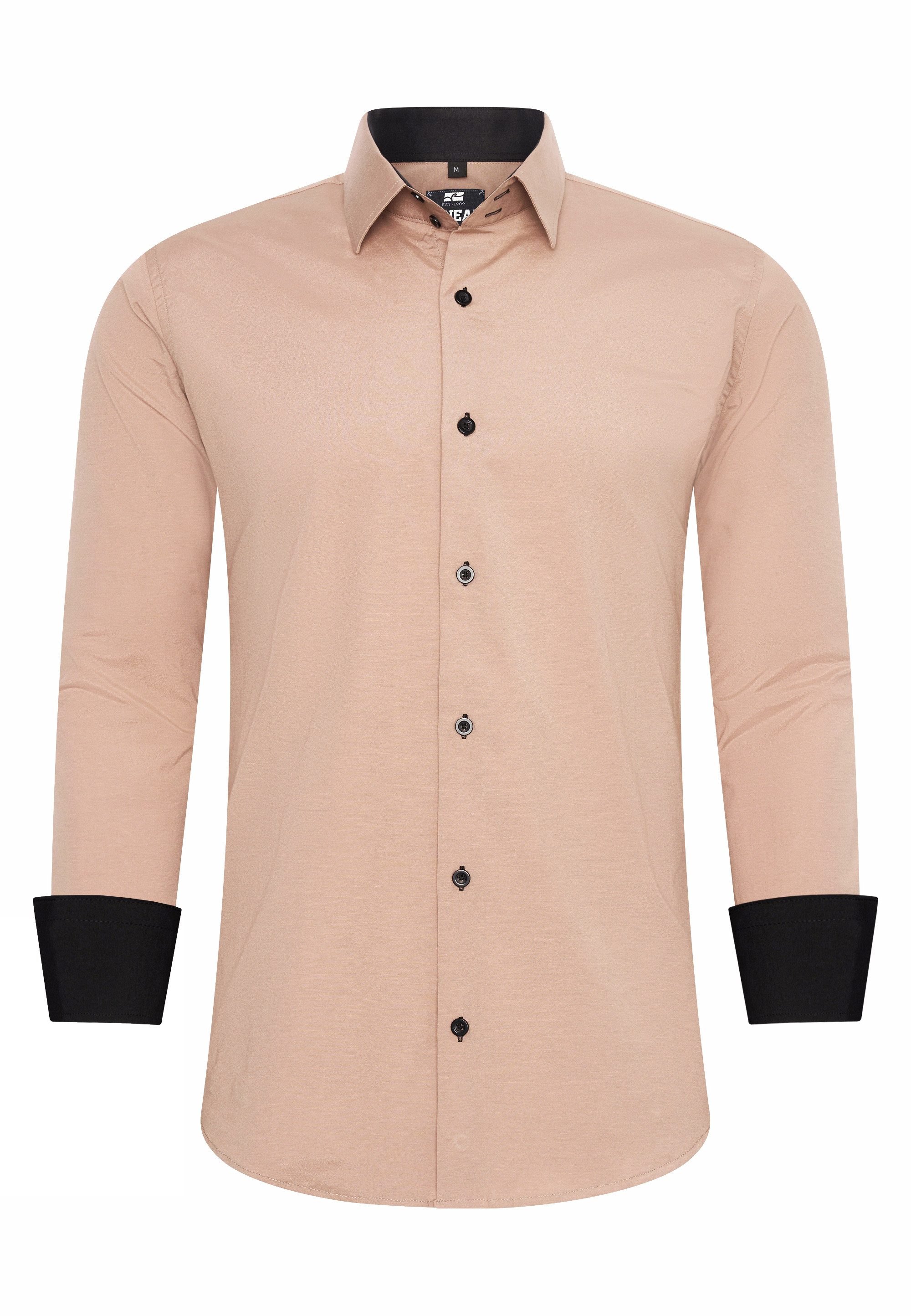 R-NEAL Businesshemd Herren Kontrast Hemd "R-NEAL" Hochzeit-Hemd Slim Fit St günstig online kaufen