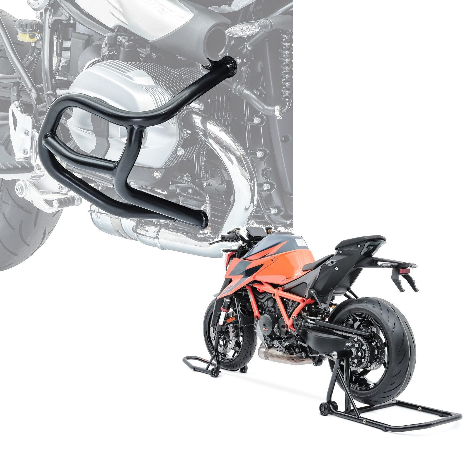 Motoguard Motor-Schutzhülle Set Sturzbügel + Einarm Montageständer S2