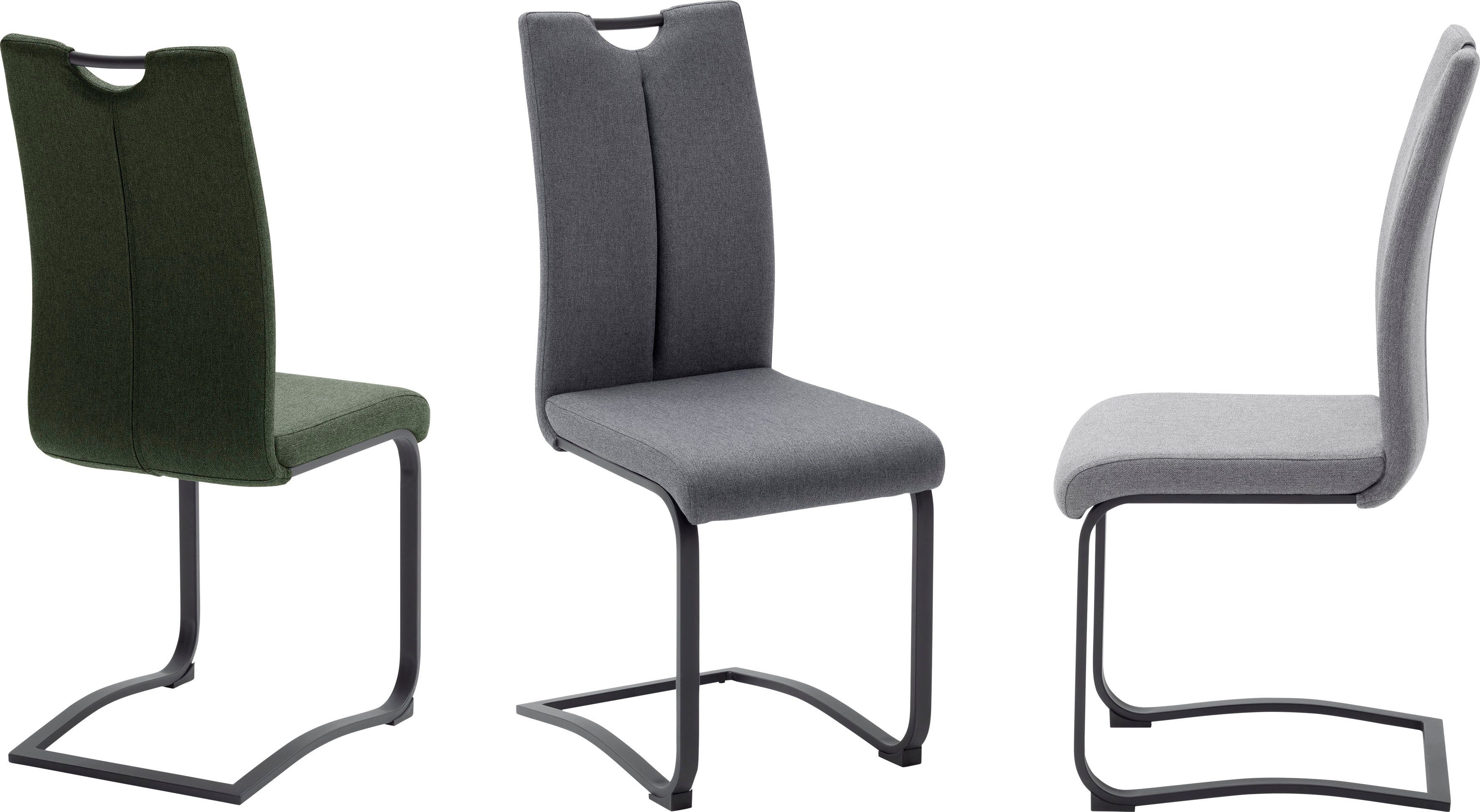 MCA furniture Freischwinger Sambia (Set, und Stoffbezug 120 bis belastbar kg St), 4 Stuhl Grün 4-er mit Olive Set, Griffloch, 