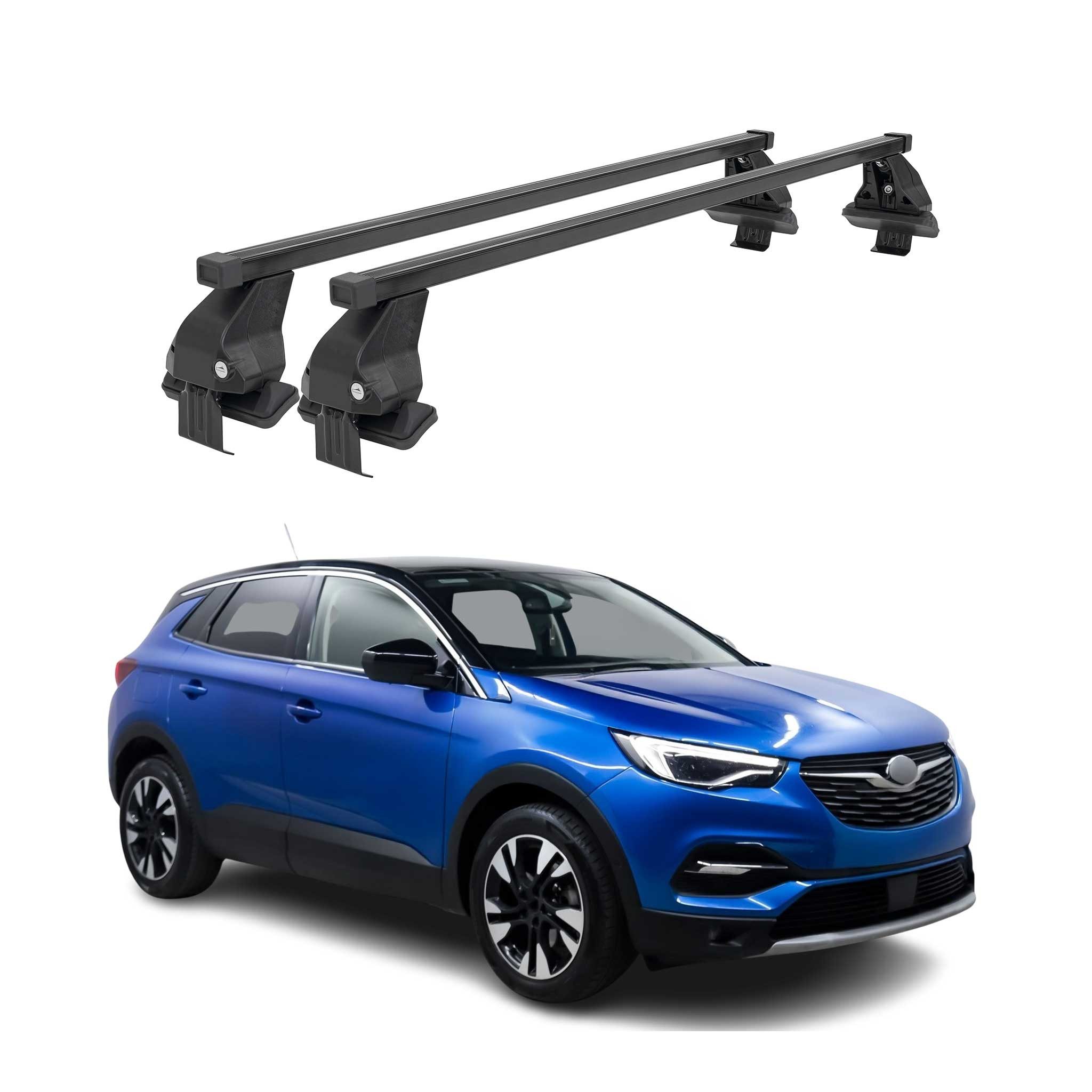 OMAC Dachträger Menabo Stahl Gepäckträger für Opel Grandland X 2017-25 Schwarz (2-St), Wasserbeständig,Abnehmbar,Multifunktional,Leichtgewichtig