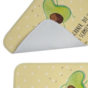 Badematte Avocado Tanzen - Gelb Pastell - Geschenk, Party, Veggie, Duschvorlege Mr. & Mrs. Panda, Höhe 1 mm, 100% Polyester, rechteckig, Anti-Rutsch Sicherheit