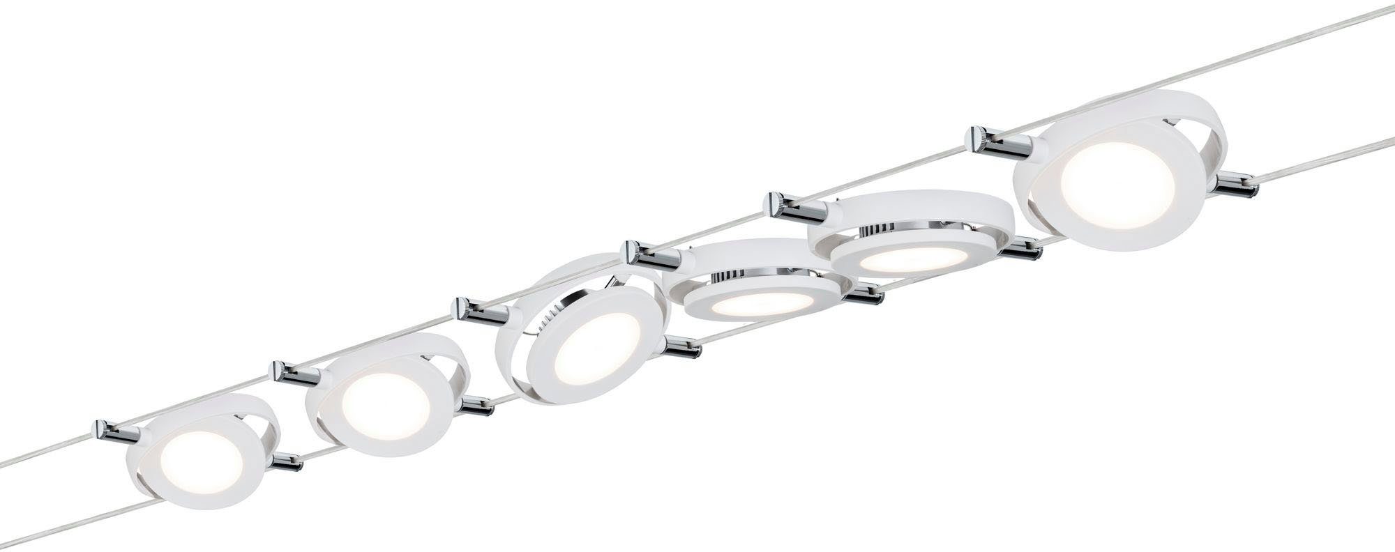 Paulmann LED Deckenleuchte, LED fest integriert, Warmweiß, Wohnzimmerlampe LED 6x4W RoundMac 230V/12V DC Weiß matt