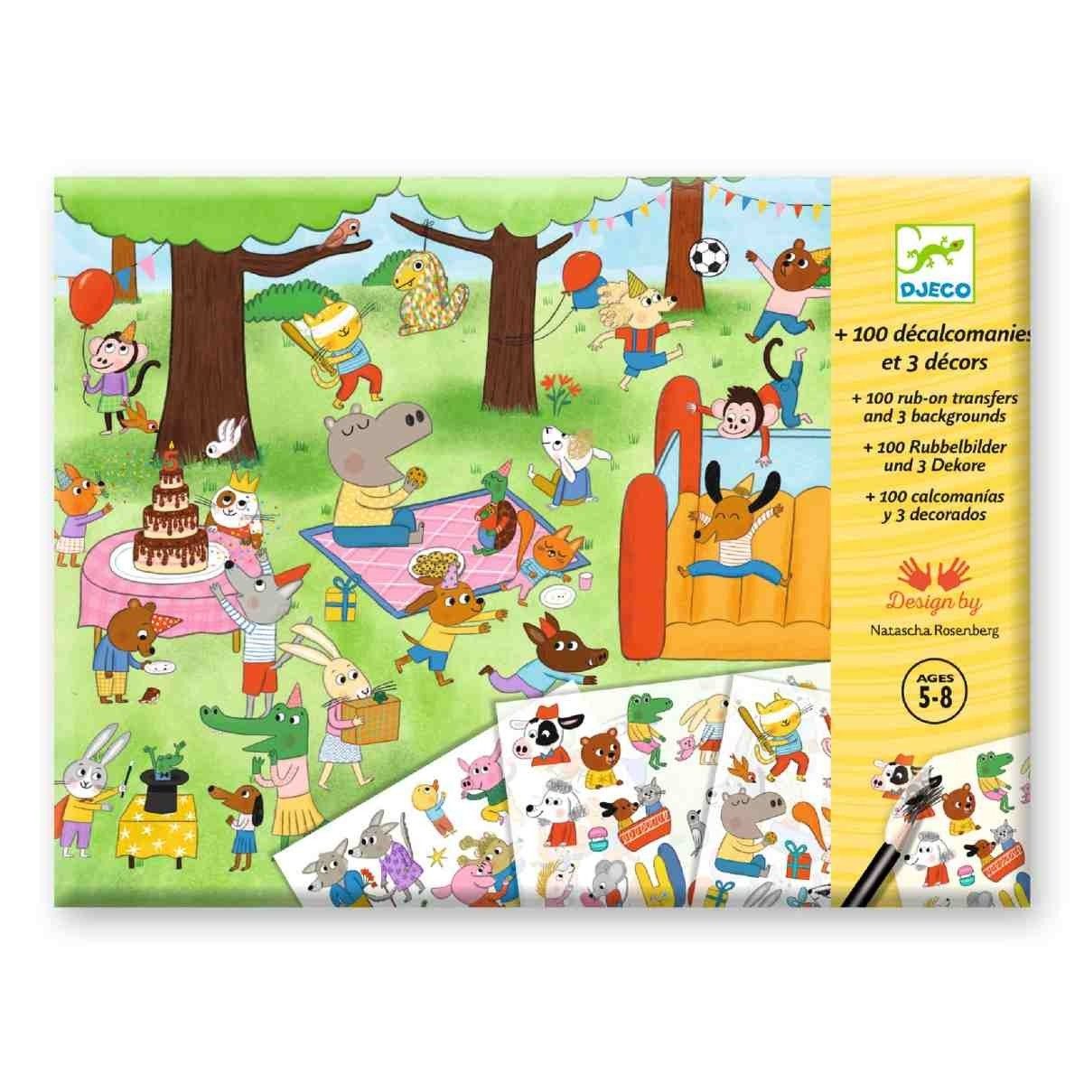 DJECO Kreativset Rubbelbilder: Party Time Kreativset für Kinder