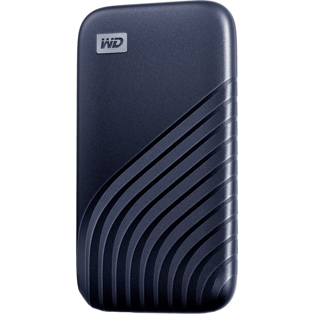 Western Digital WD My Passport 2TB Blau Portable SSD USB-C 2000GB externe SSD (2 TB) 1050 MB/S Lesegeschwindigkeit, 1000 MB/S Schreibgeschwindigkeit, USB 3.2 Gen 2 Typ-C NVMe-SSD mit AES-256-Verschlüsselung
