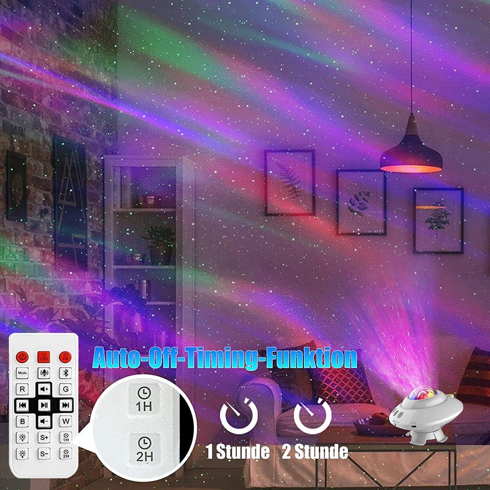 Weiße-UFO Lampe Zimmer Projektor Sternenhimmel - Kinder für LED Form14 LED MUPOO Dekoration Farben Nachtlicht Projektion