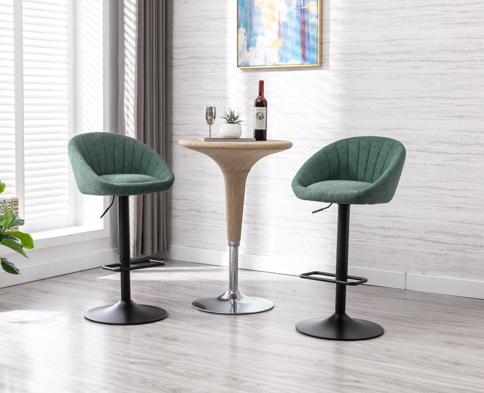 WAHSON OFFICE CHAIRS Barhocker höhenverstellbar drehbar Barstuhl aus Handtuchstoff 2er Set – Bild 3 von 5