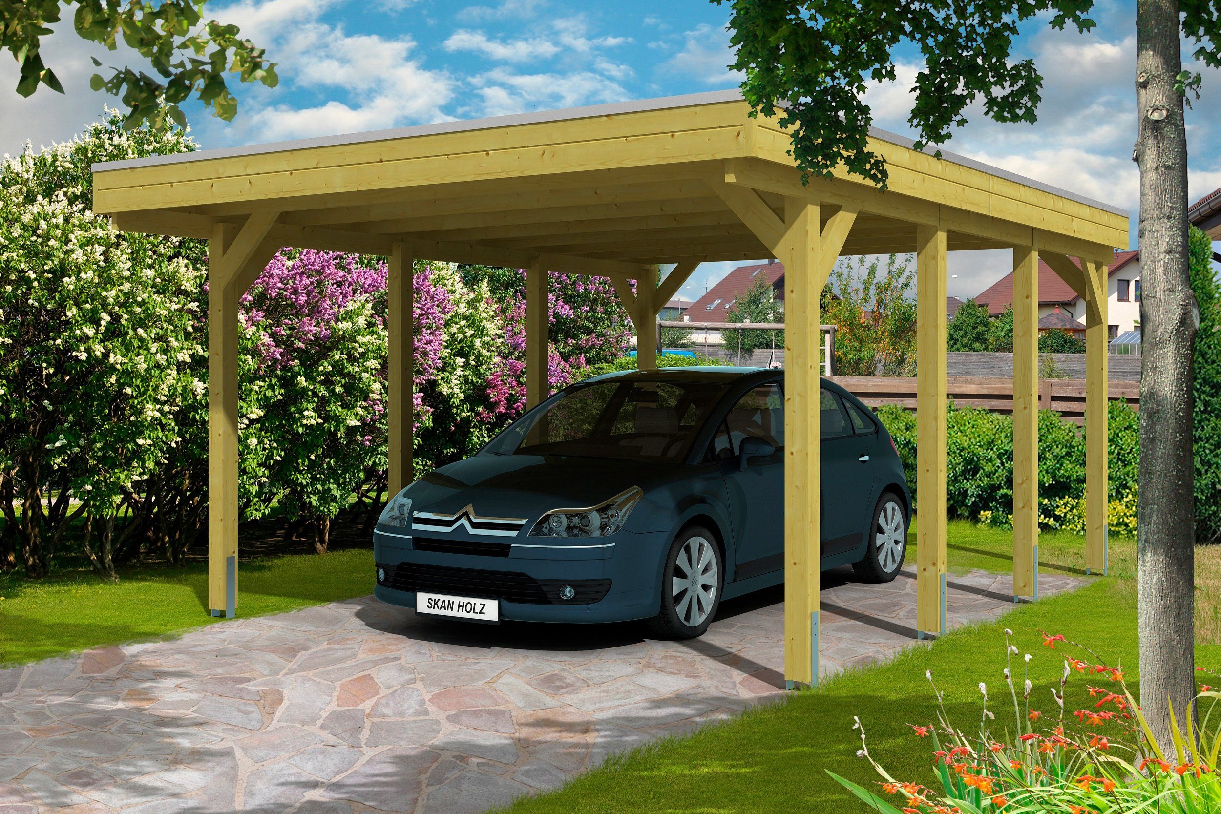 Skanholz Einzelcarport Friesland, BxT: 210 397x555 cm, Einfahrtshöhe cm