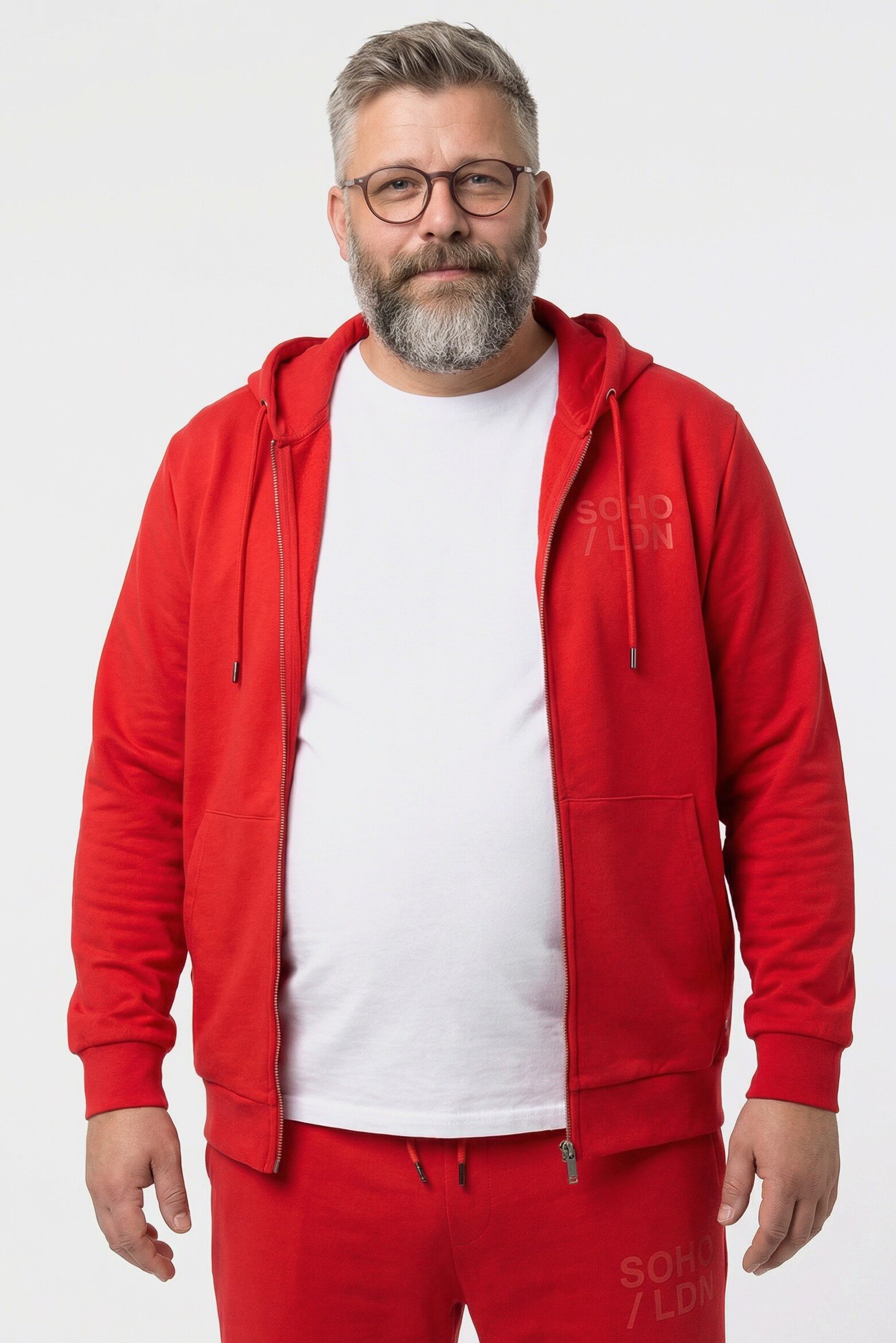 Men Plus Fleecejacke Kapuzen-Sweatjacke