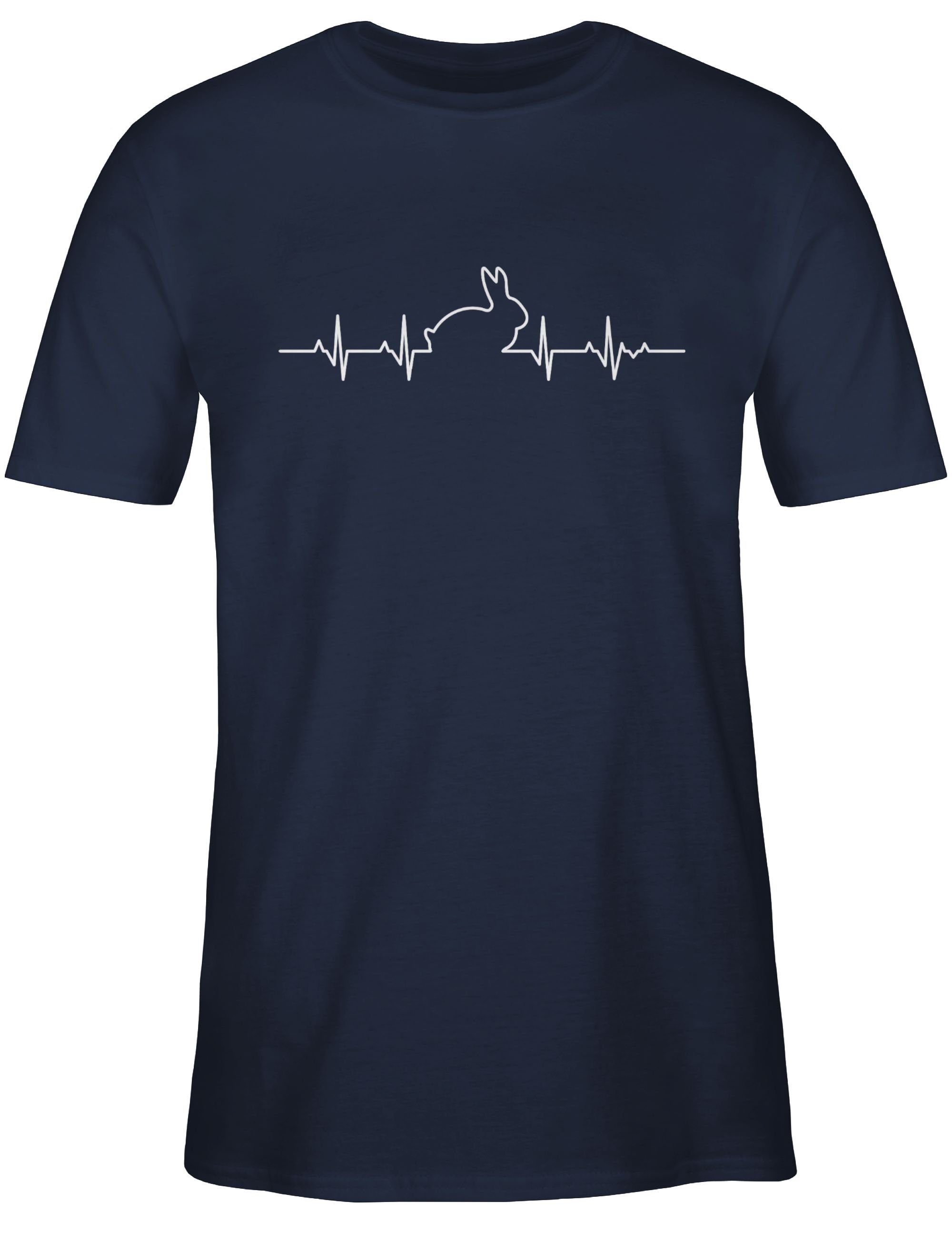 Shirtracer T-Shirt Herzschlag Hase Tiere Zubehör 2 Navy Blau