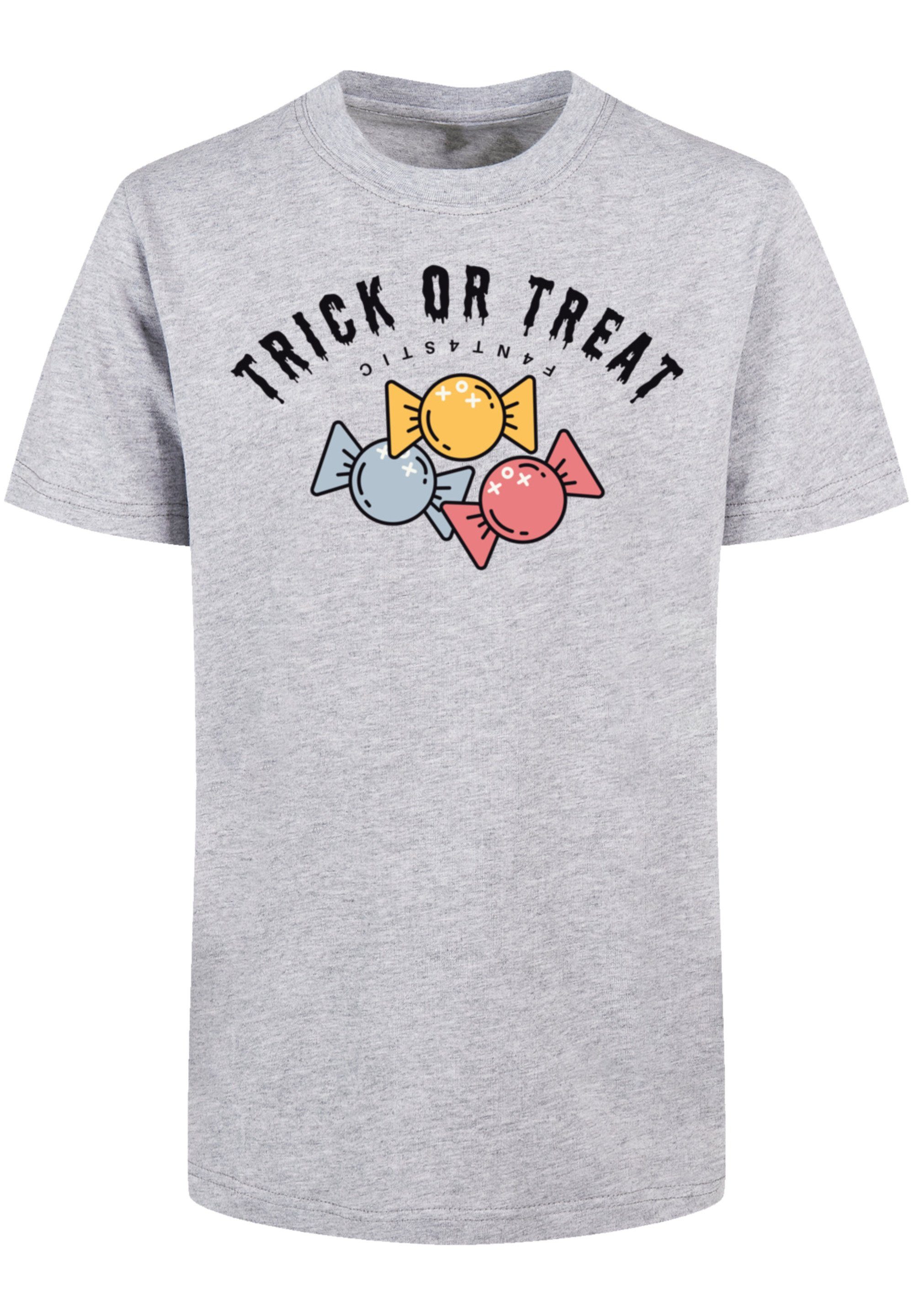 F4NT4STIC T-Shirt Trick Or Treat Halloween Print heathergrey