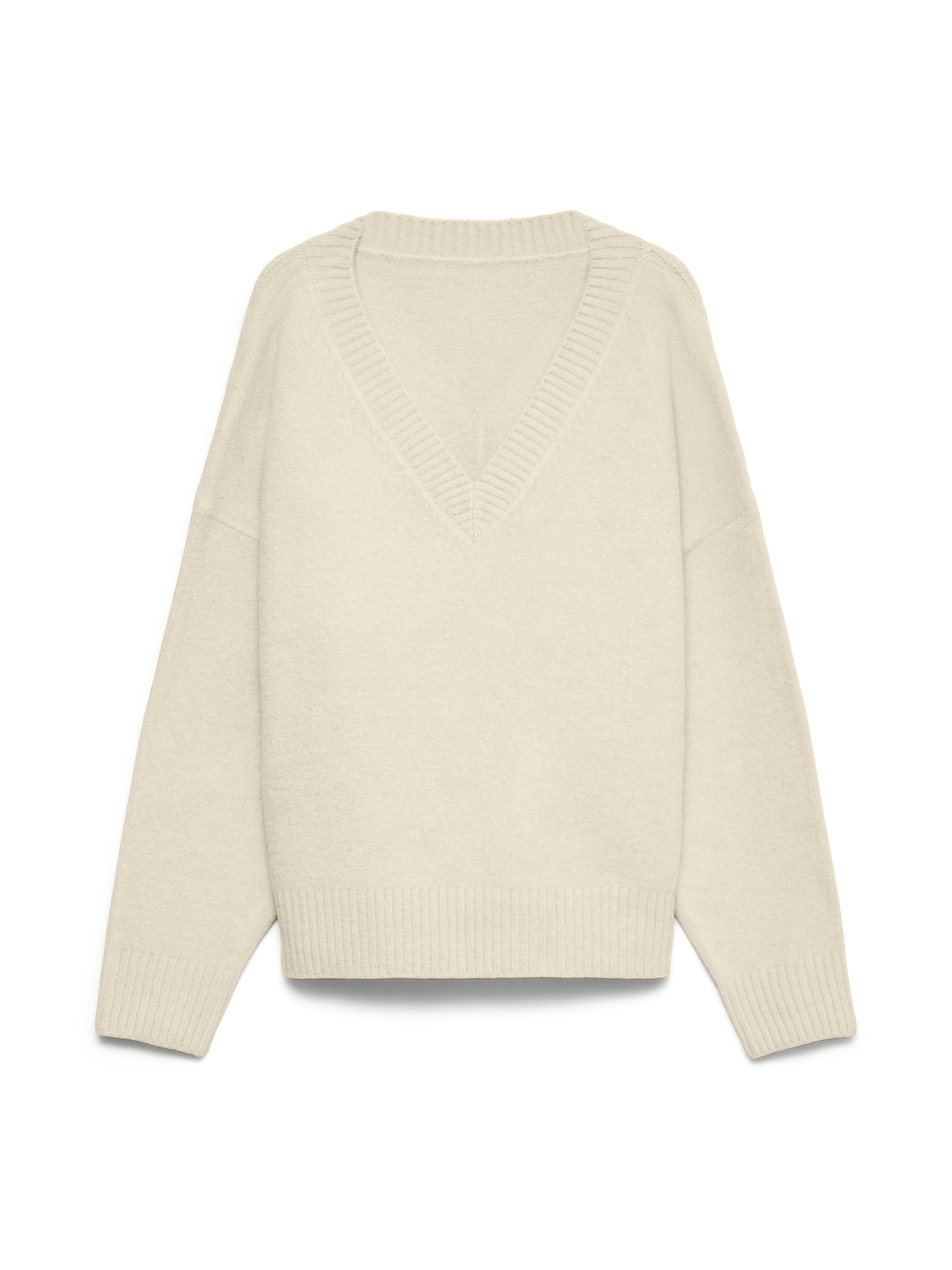 Vero Moda Strickpullover VMSIF LS V-NECK PULLOVER NOOS Materialmix, mit Wolle und Stretch, regular fit