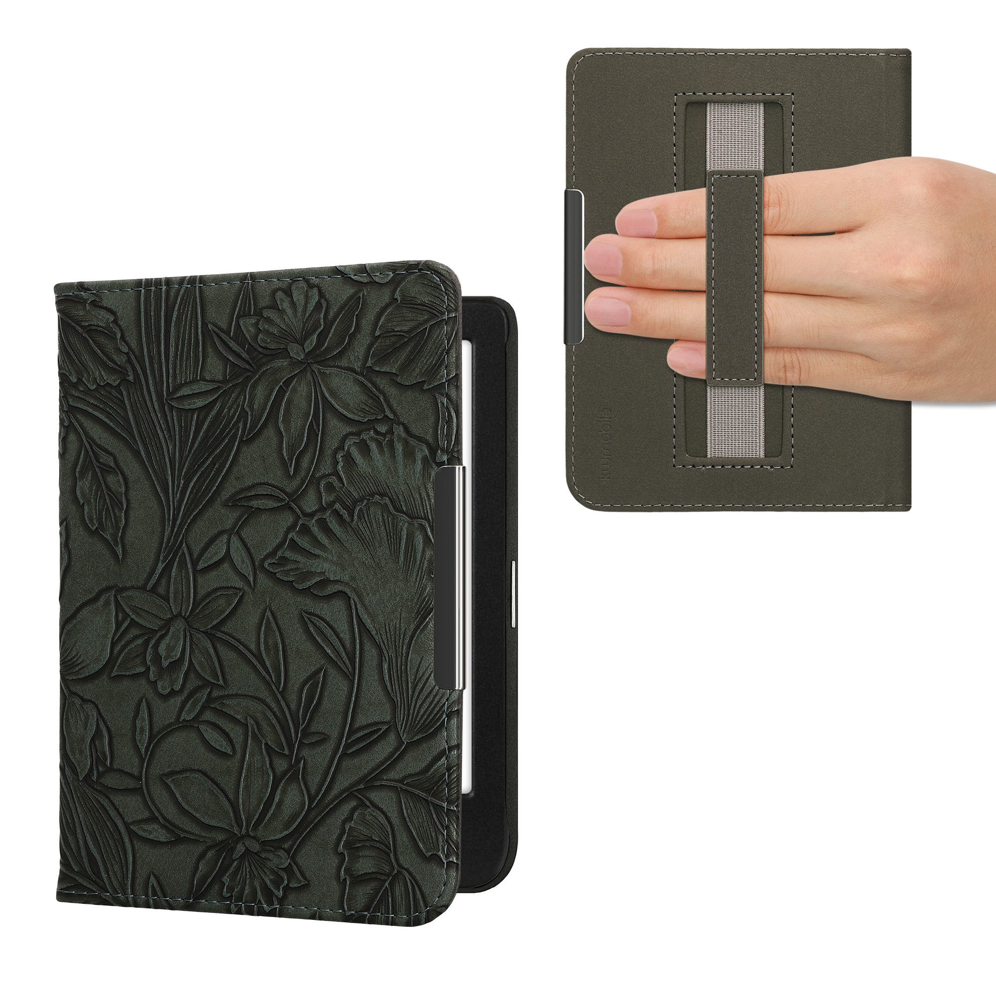 kwmobile E-Reader-Hülle Schutzhülle für Kobo Clara BW / Clara Colour / Tolino Shine (5), eReader Flip Case mit Handschlaufe und Auto Sleep Funktion