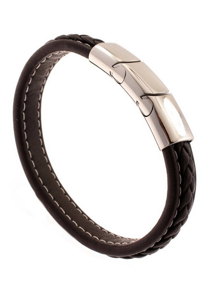 JOBO Armband, aus Leder braun mit Edelstahl 22 cm