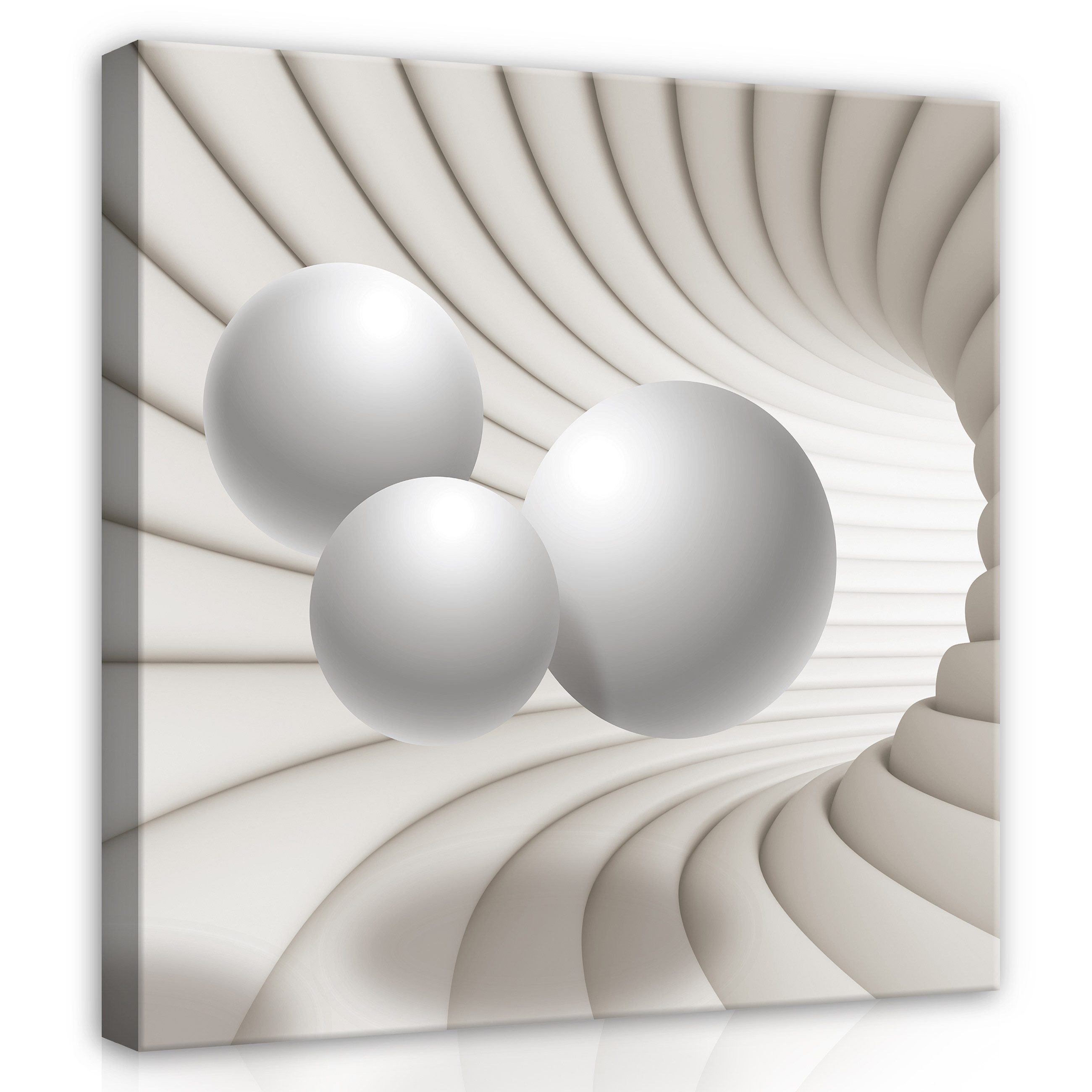 Wallarena Leinwandbild Abstrakt 3D Effekt Kugeln Beige Wandbilder Wand Deko günstig online kaufen